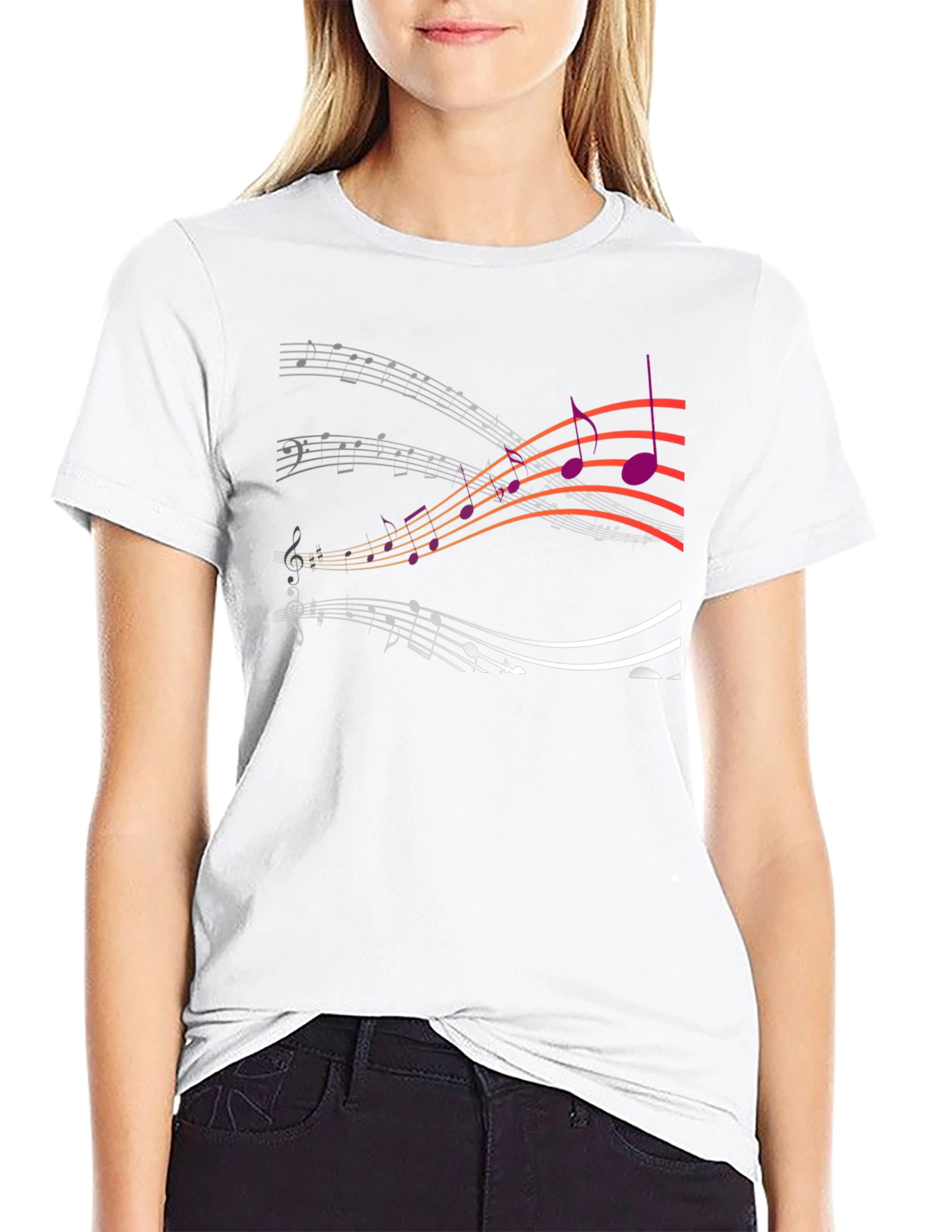 Musical Note Graphic T-Shirt - Stylish Black Tee