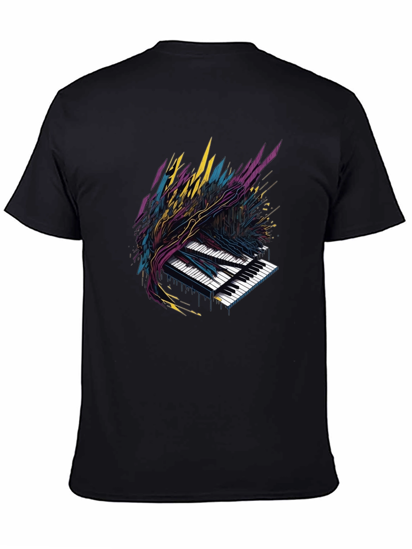 Abstract Piano Keys Graphic Tee - Black