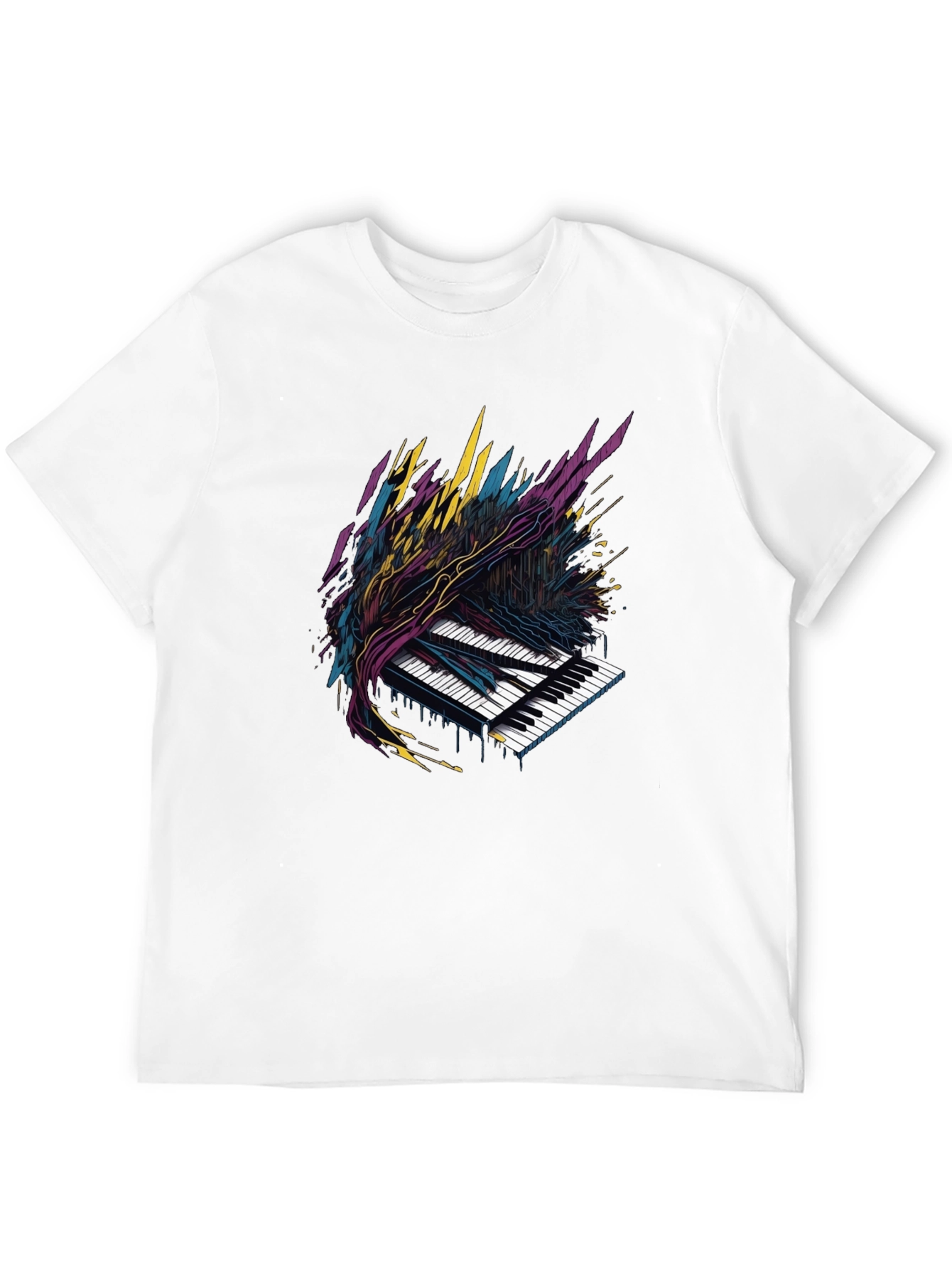 Abstract Piano Keys Graphic Tee - Black