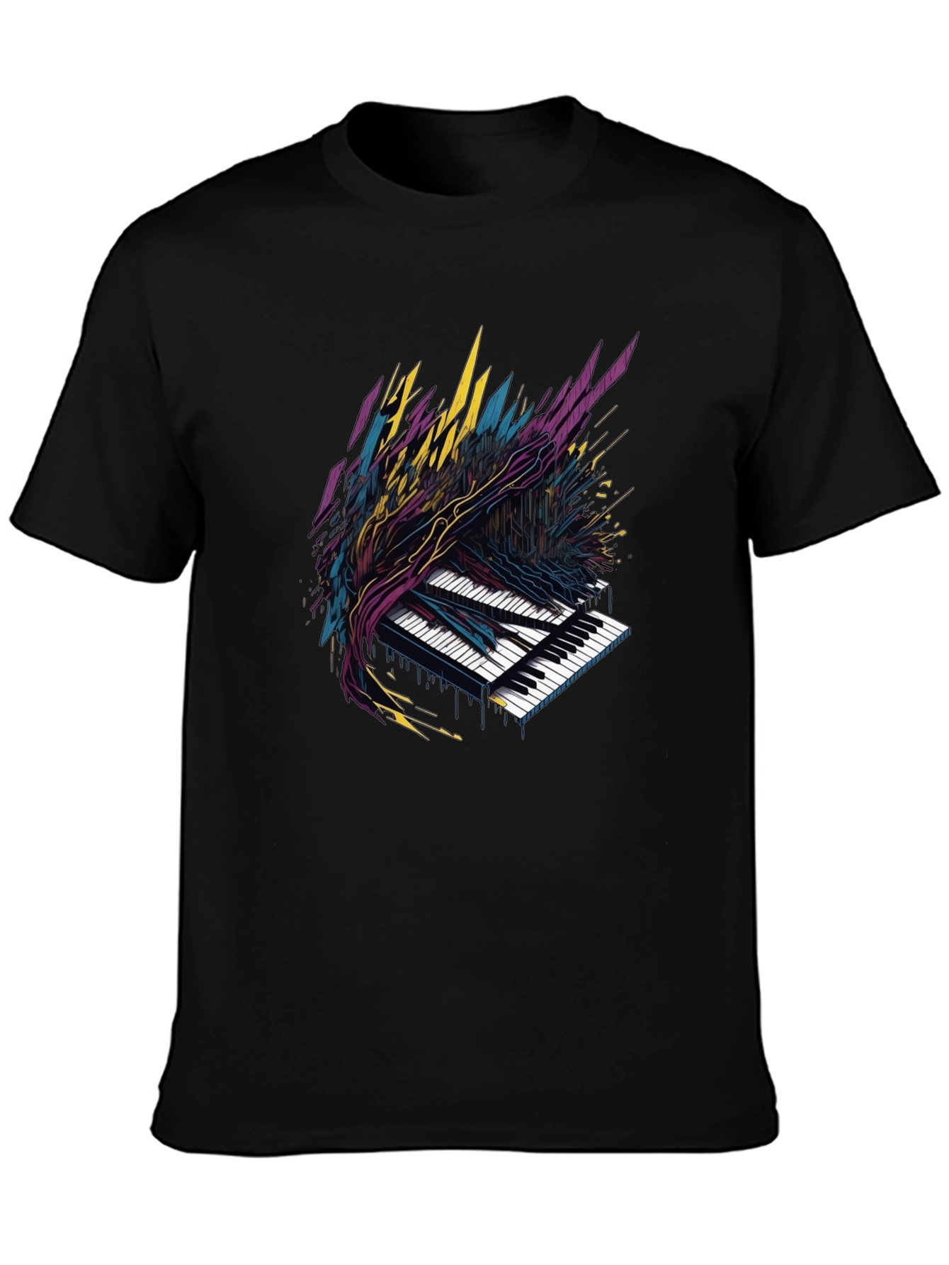 Abstract Piano Keys Graphic Tee - Black