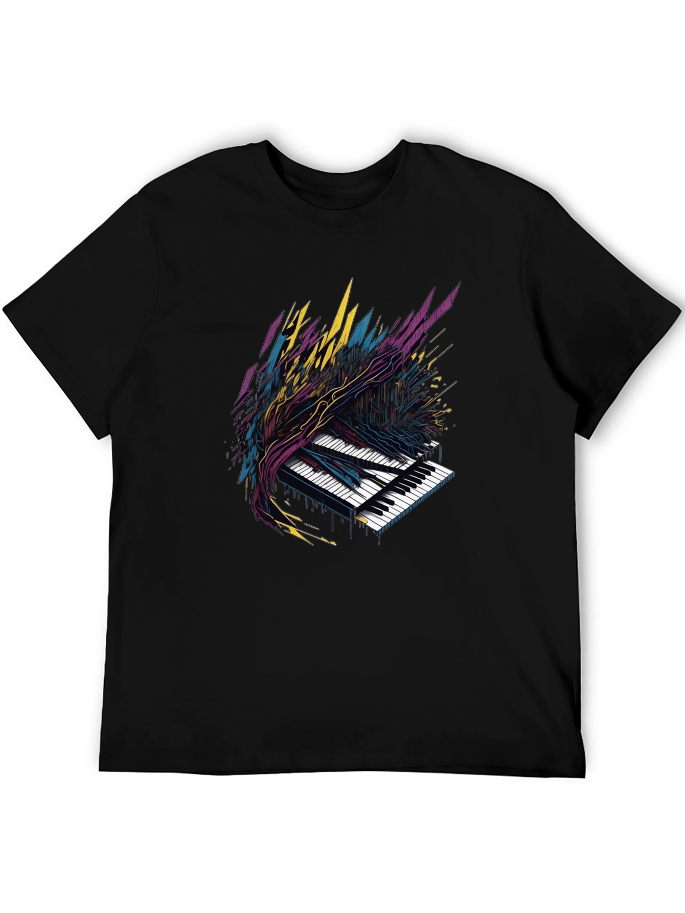 Abstract Piano Keys Graphic Tee - Black