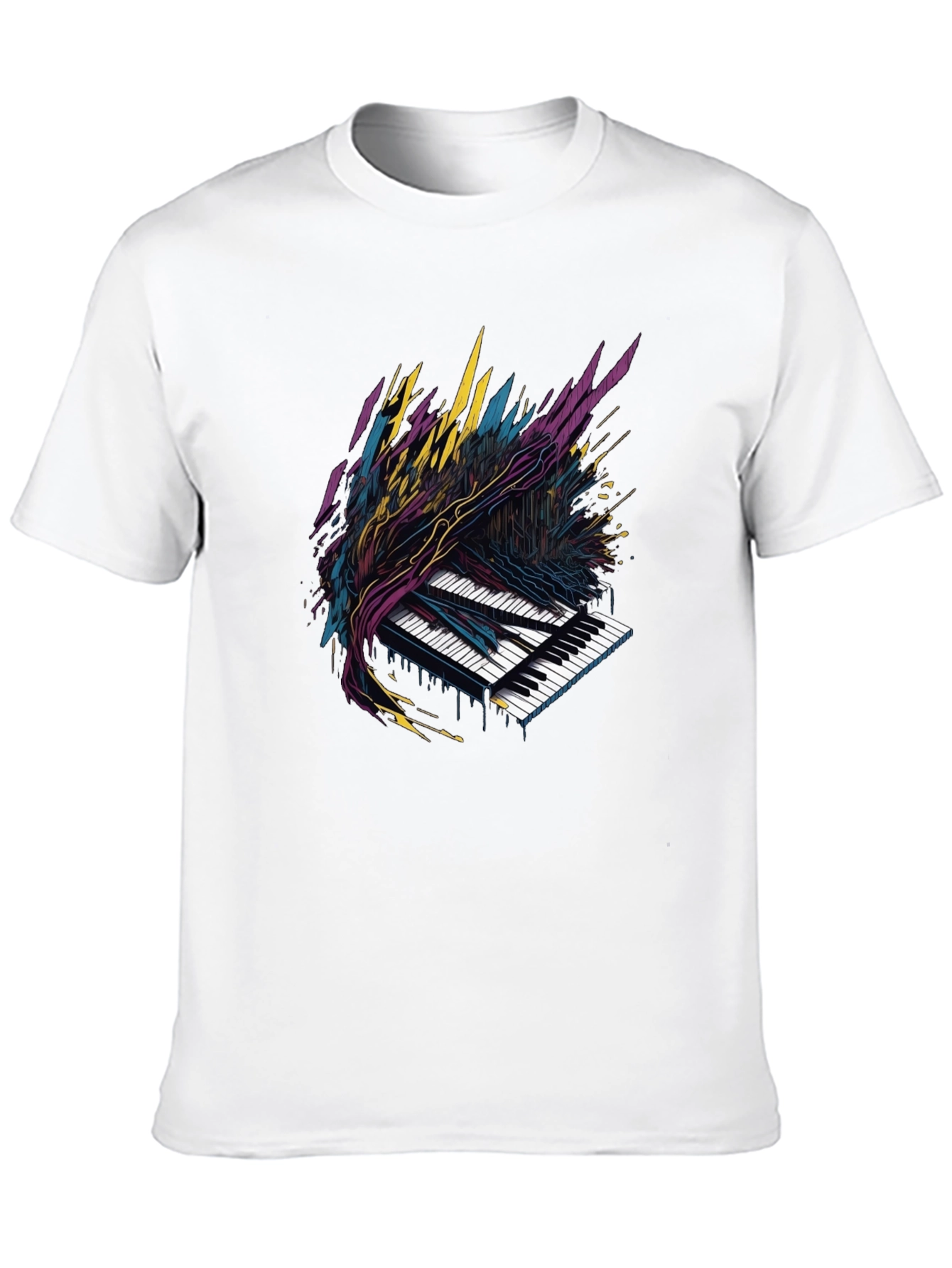 Abstract Piano Keys Graphic Tee - Black