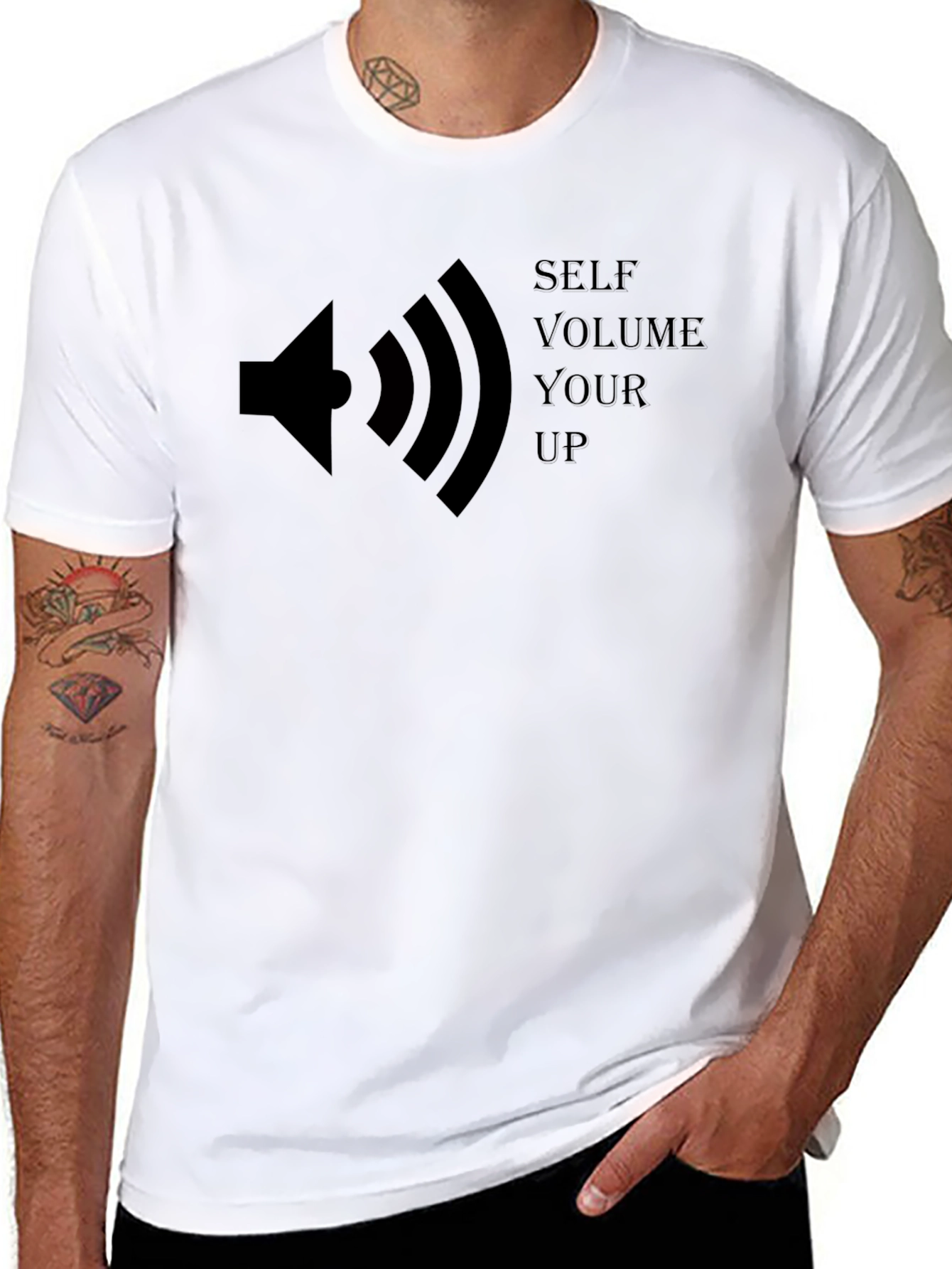 Self Volume Up Graphic T-Shirt - Black