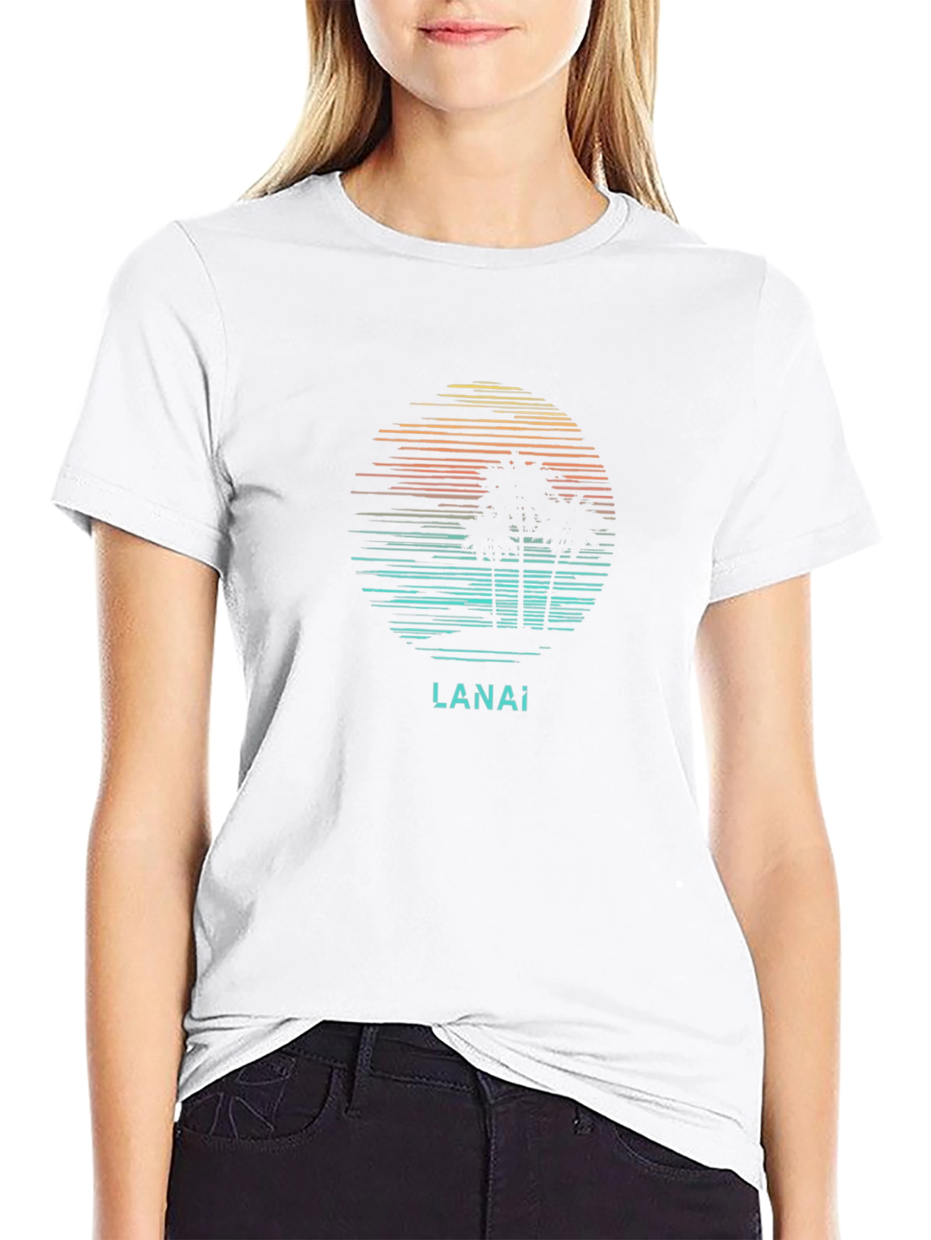 Lanai Island Graphic Tee - Retro Palm Tree Design