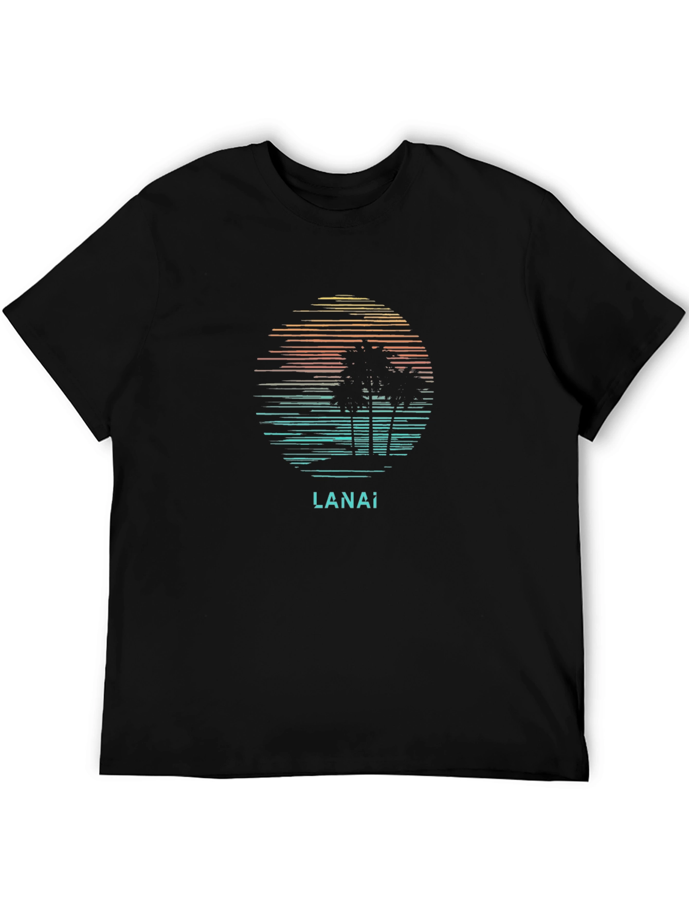 Lanai Island Graphic Tee - Retro Palm Tree Design