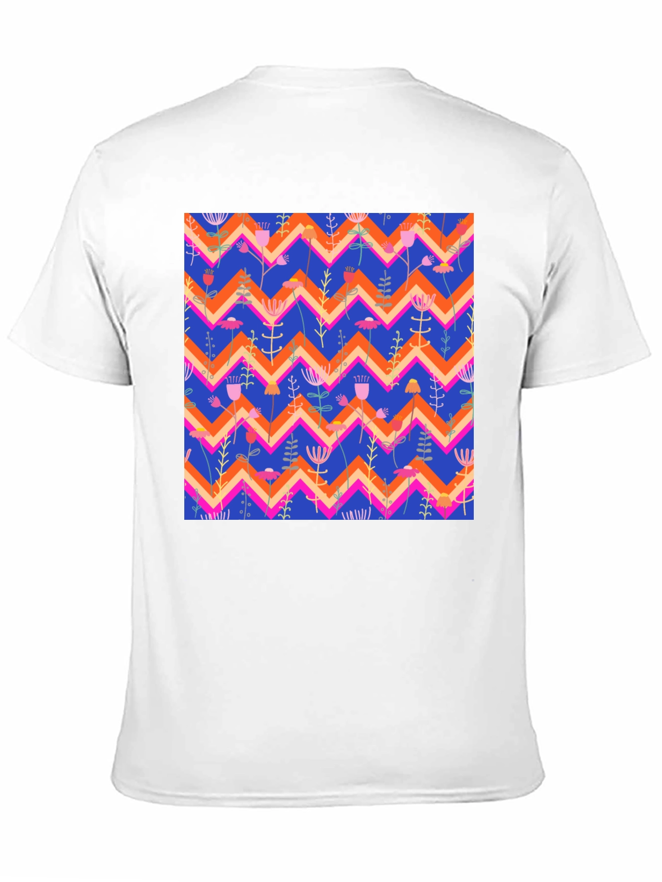 Floral Chevron Pattern Black T-Shirt