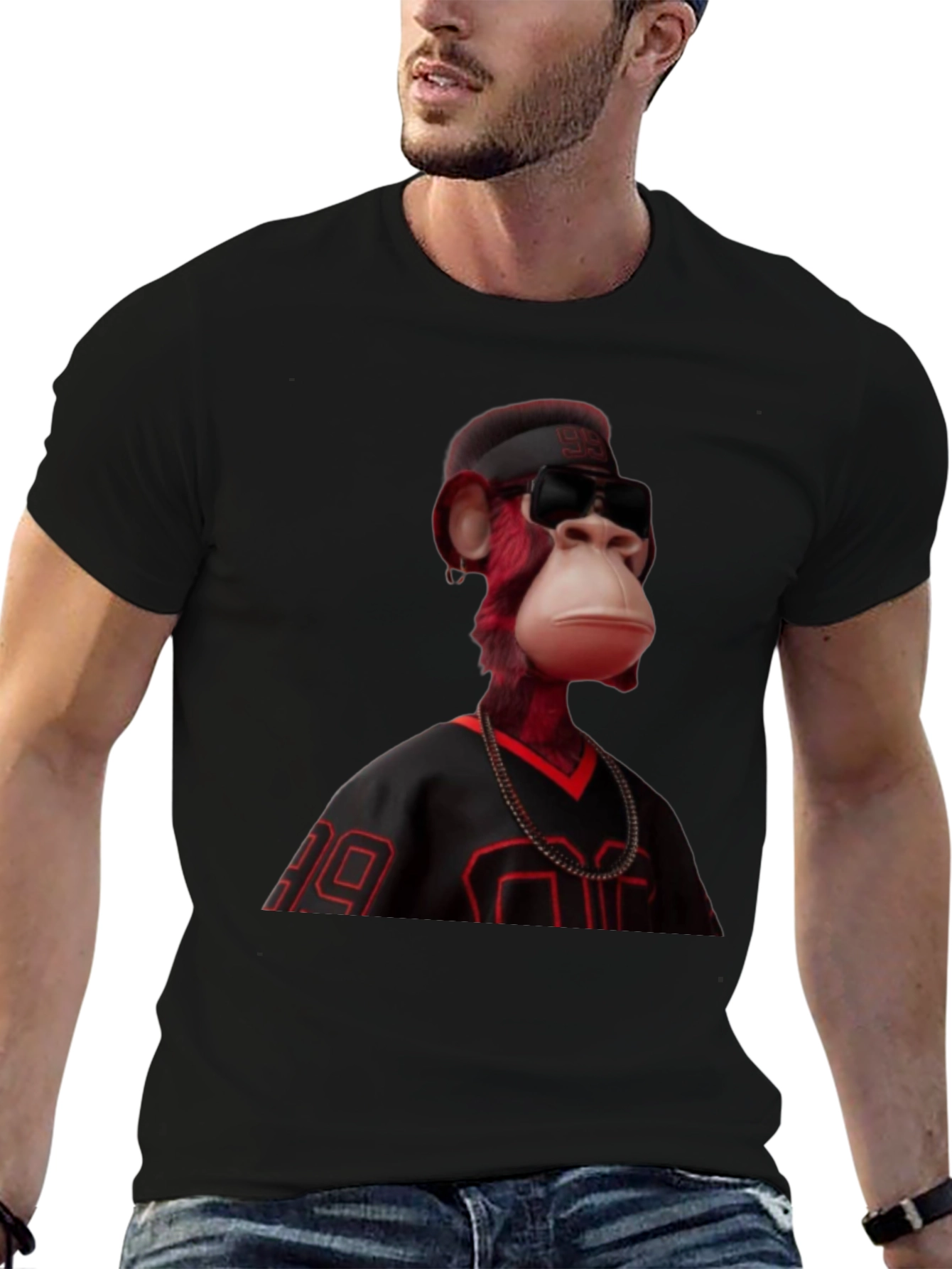 Bored Ape Graphic Tee - Black Jersey Style