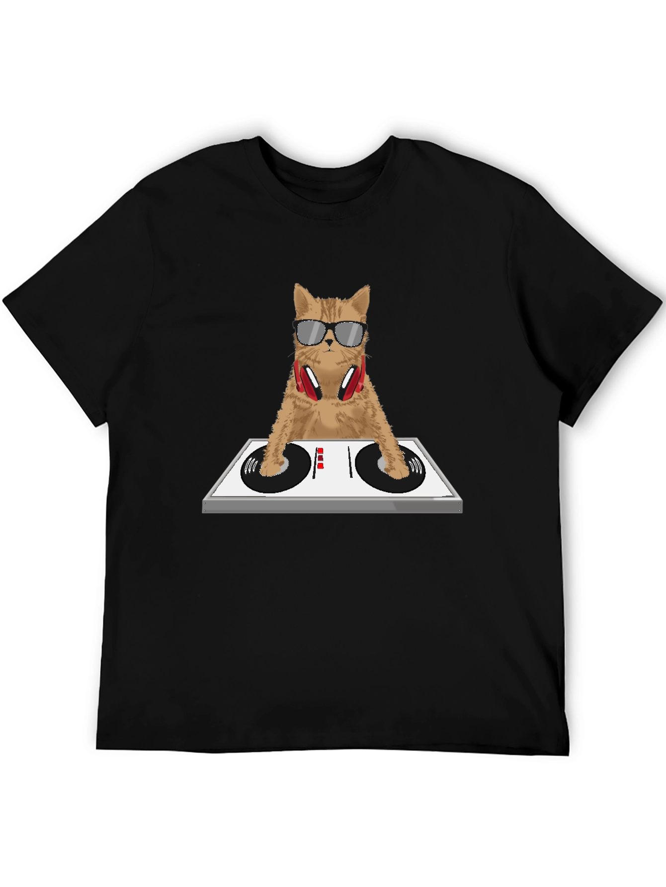 DJ Cat Graphic Tee - Funny Music Lover Shirt
