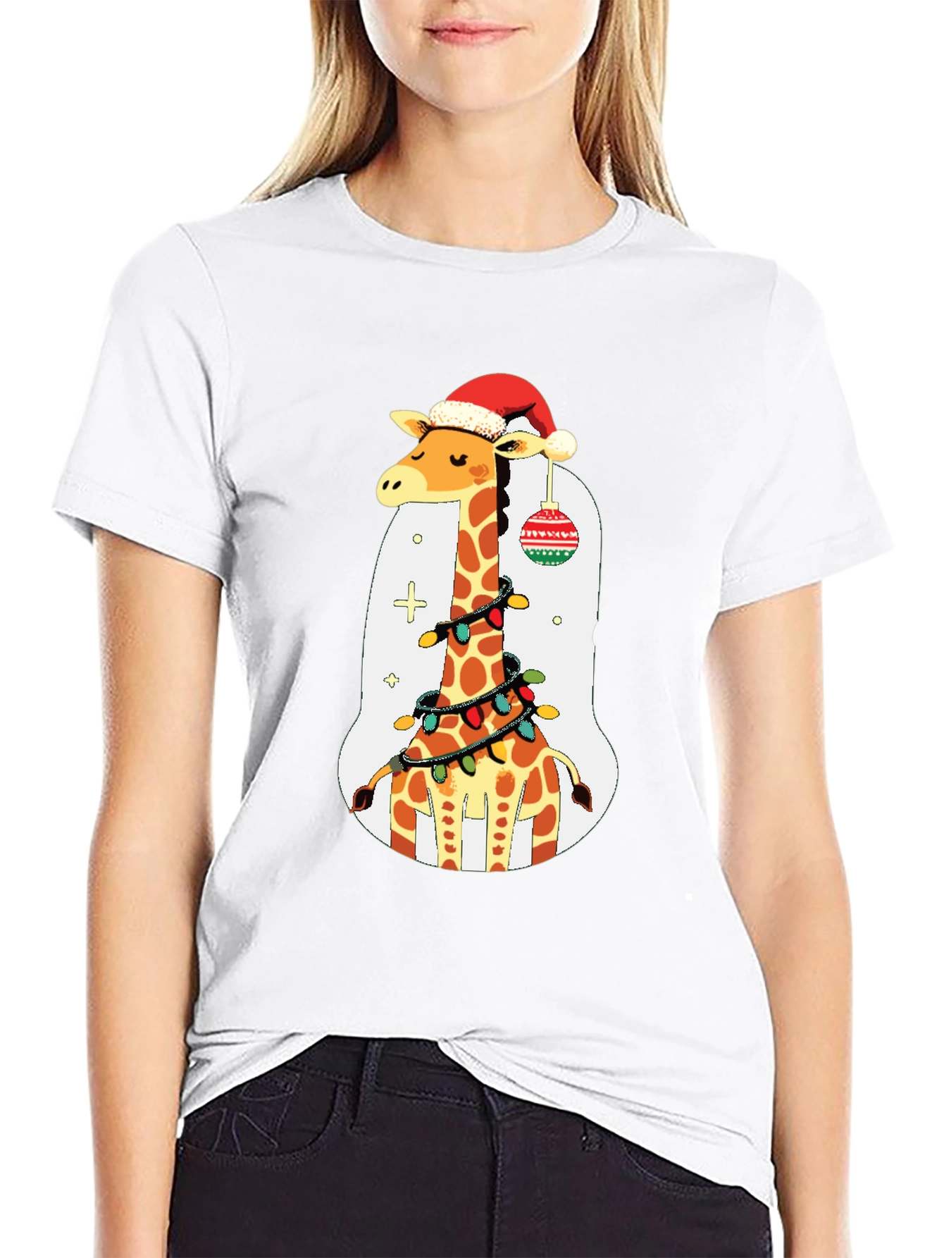 Festive Giraffe Christmas T-Shirt