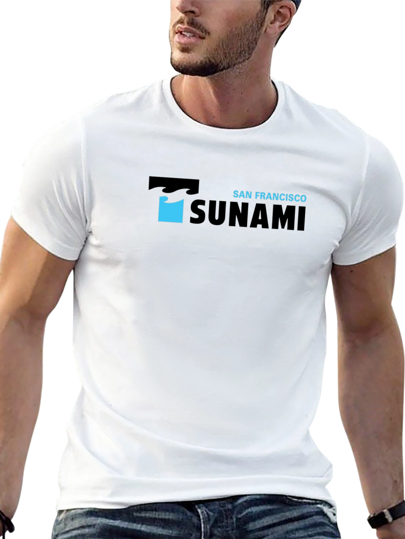 San Francisco Tsunami Graphic Print Black T-Shirt