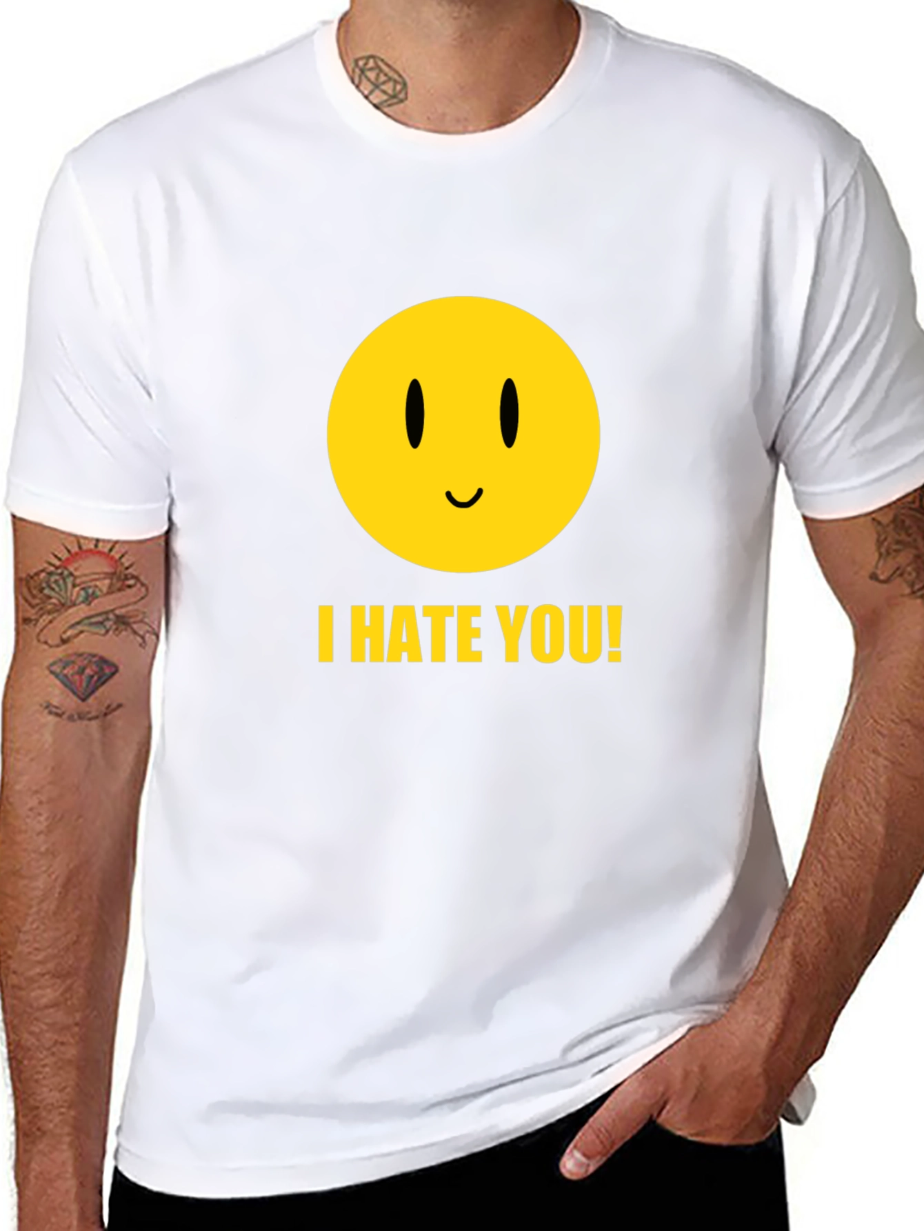 I Hate You Smiley Face Black Graphic Tee