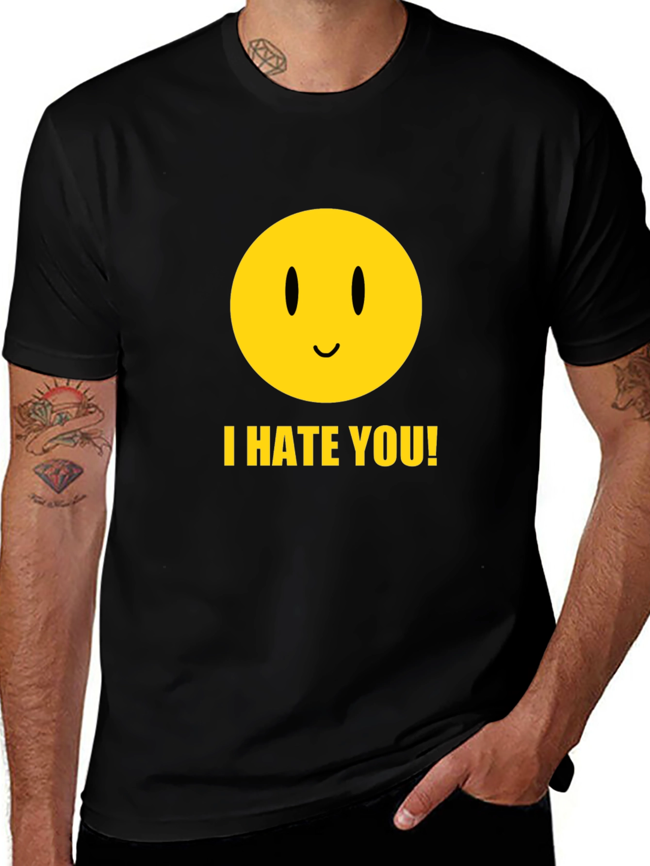 I Hate You Smiley Face Black Graphic Tee