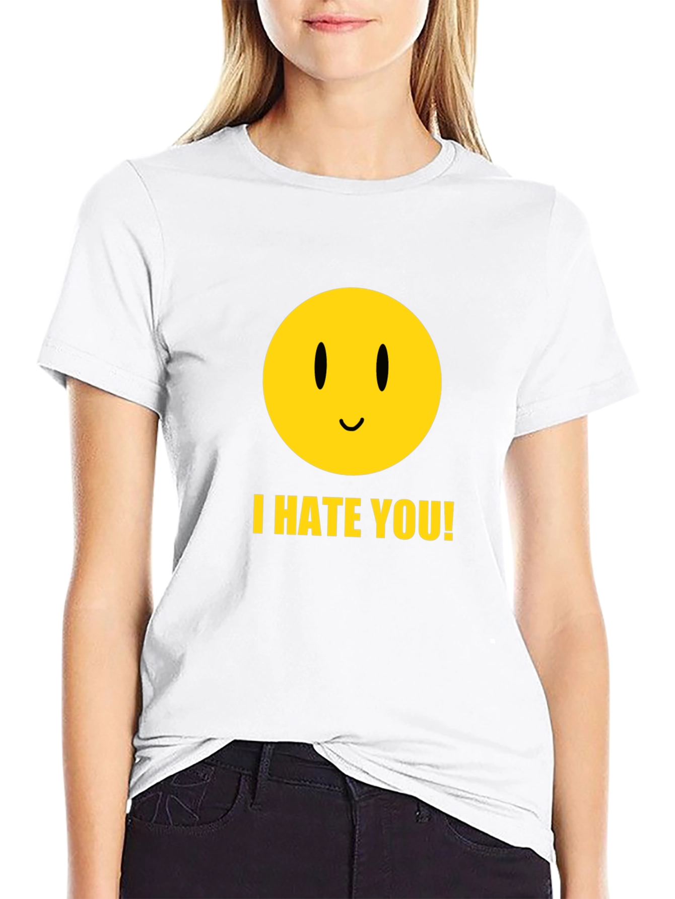 I Hate You Smiley Face Black Graphic Tee