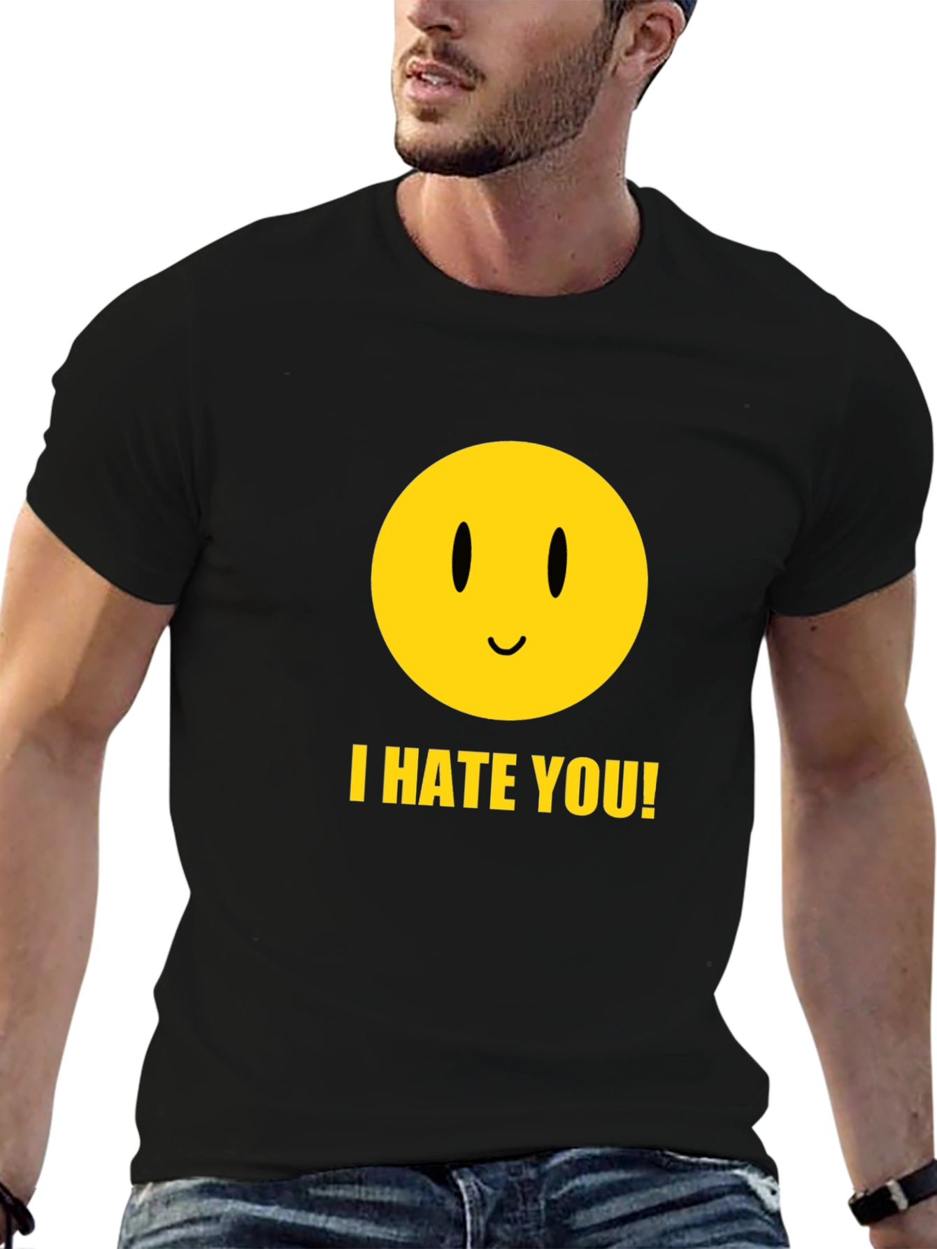 I Hate You Smiley Face Black Graphic Tee