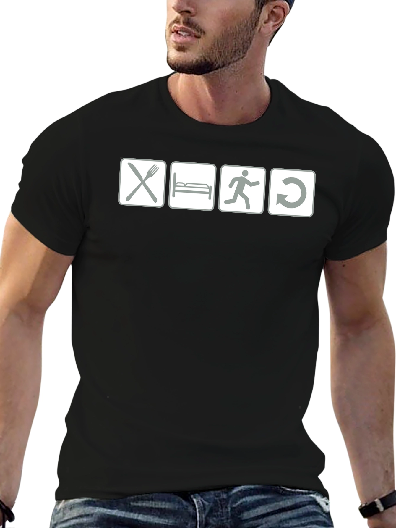 Eat Sleep Run Repeat - Black Graphic T-Shirt