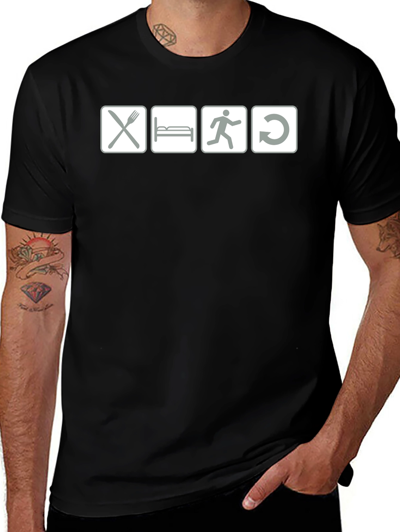 Eat Sleep Run Repeat - Black Graphic T-Shirt