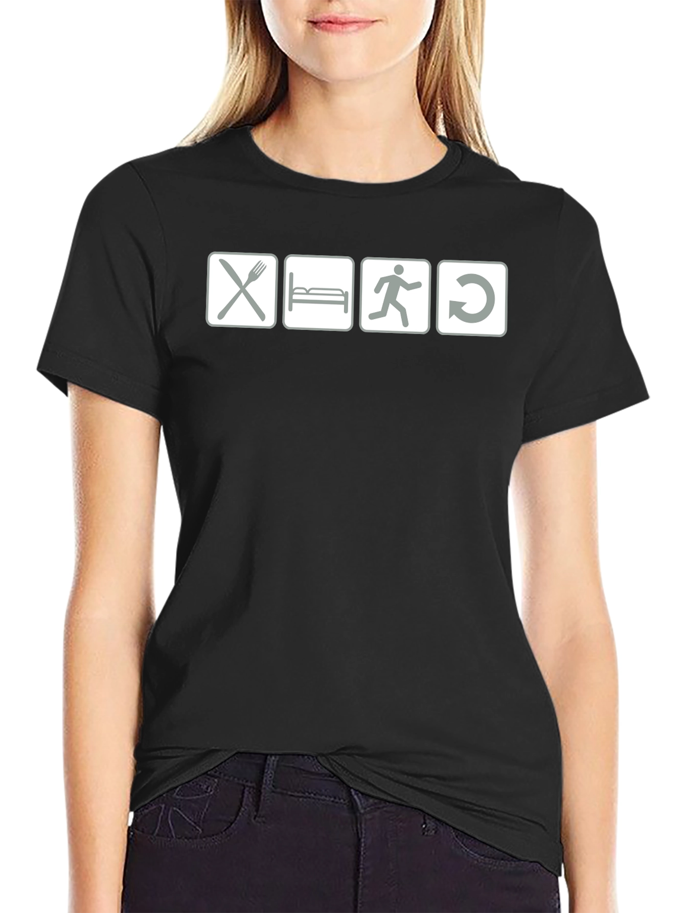 Eat Sleep Run Repeat - Black Graphic T-Shirt