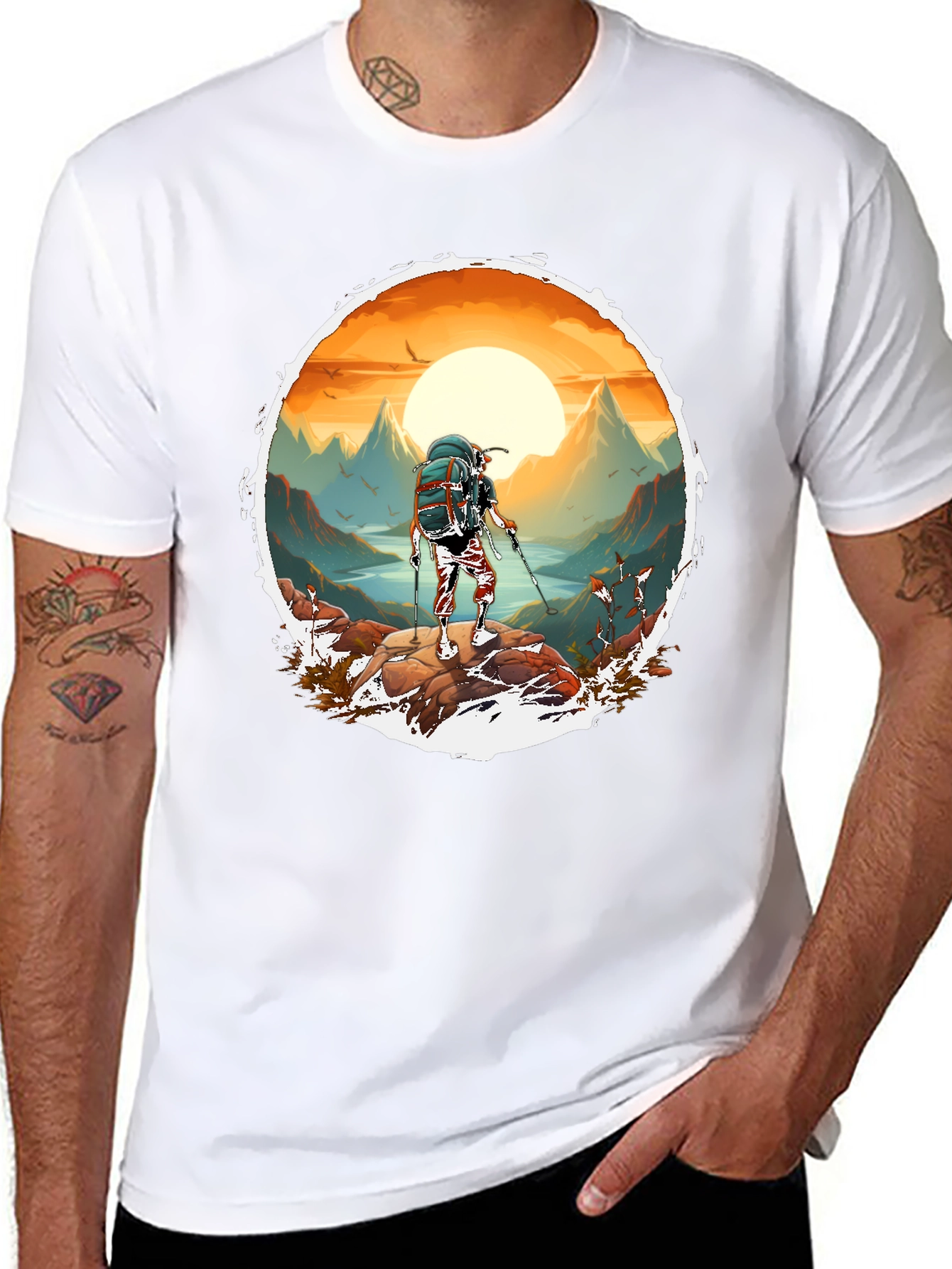 Hiking Adventure Graphic Tee - Black Cotton Blend