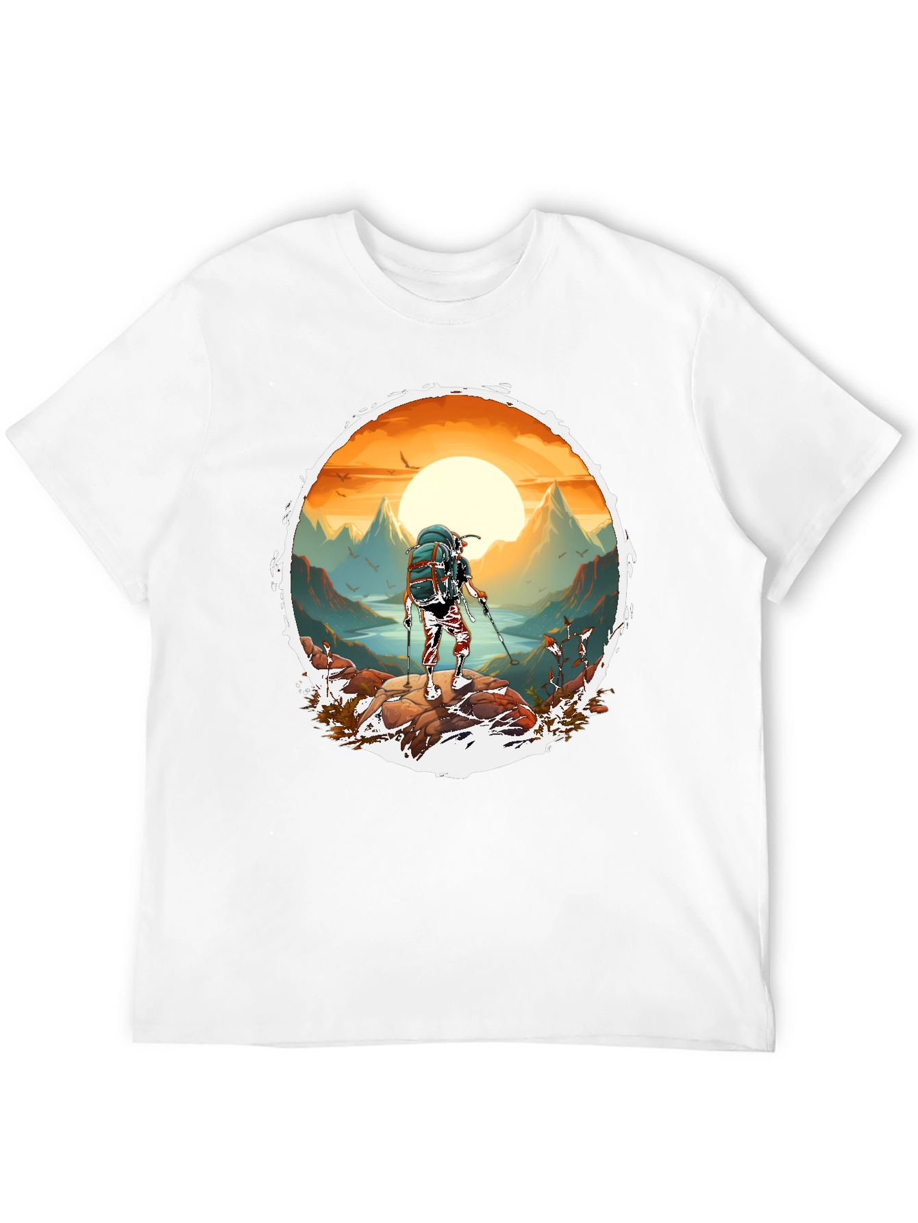 Hiking Adventure Graphic Tee - Black Cotton Blend