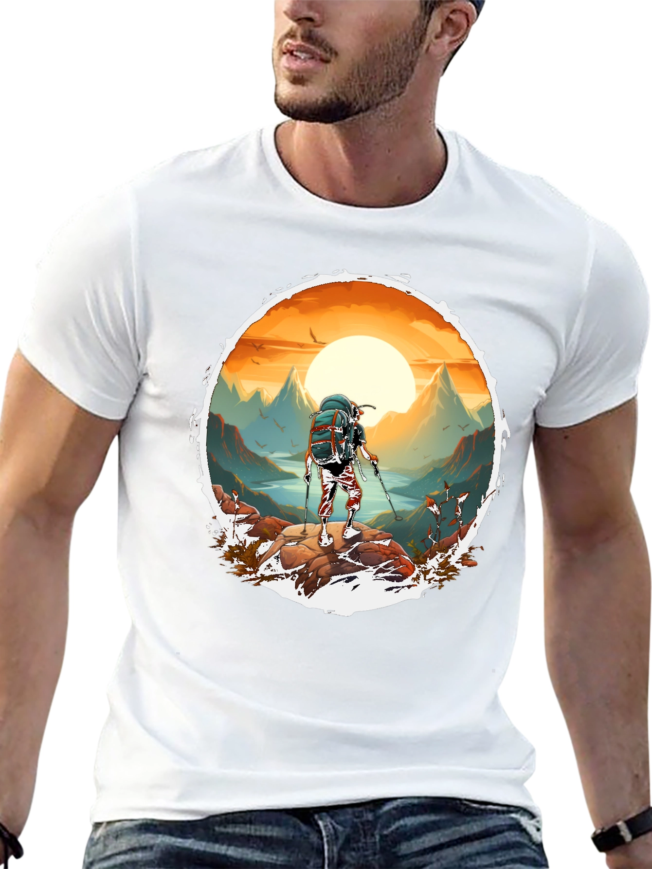 Hiking Adventure Graphic Tee - Black Cotton Blend
