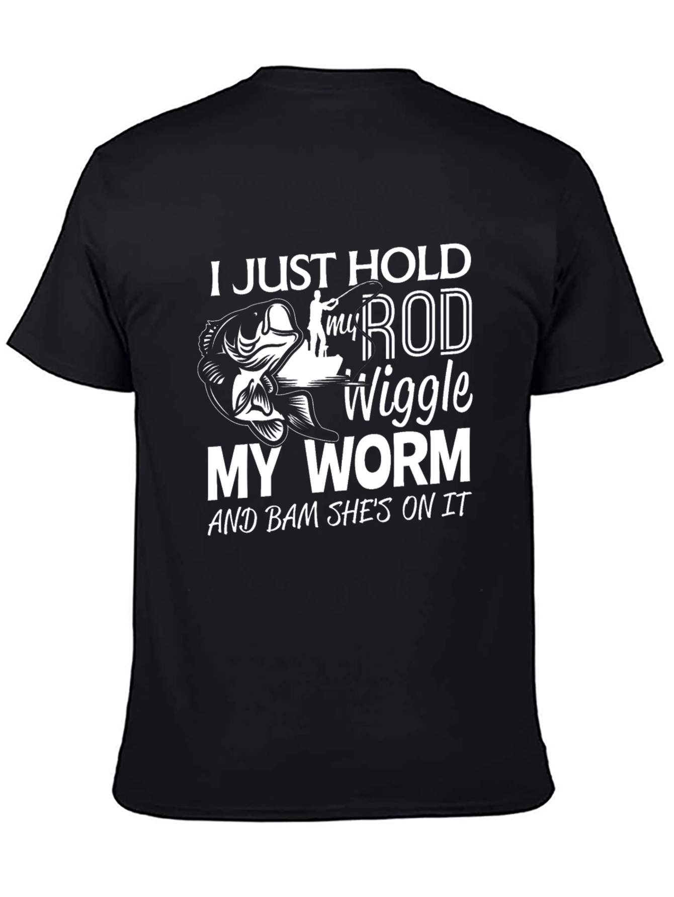 Fishing Rod Worm Mens Black Graphic Tee