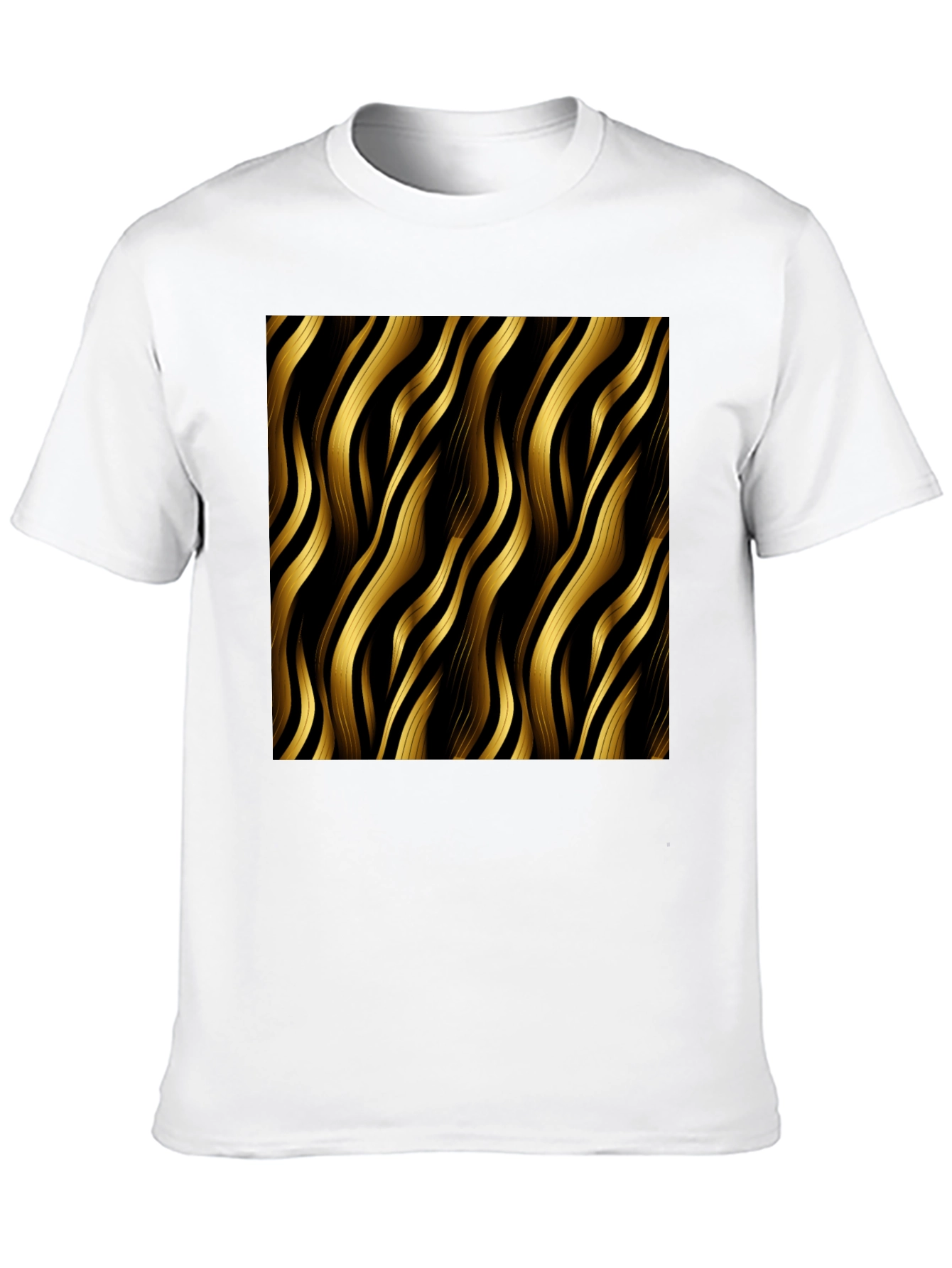 Stylish Black T-Shirt with Gold Wavy Pattern