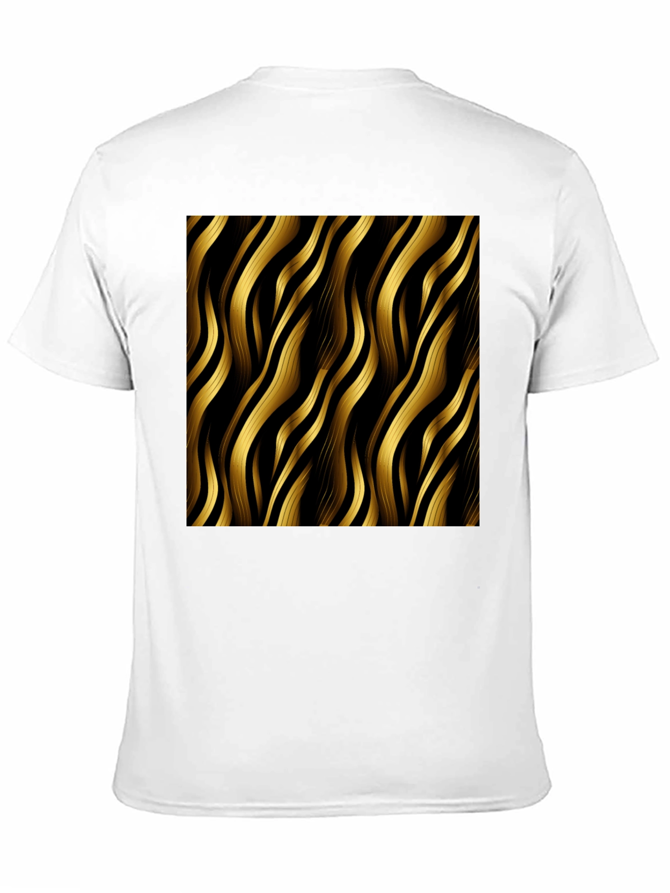 Stylish Black T-Shirt with Gold Wavy Pattern