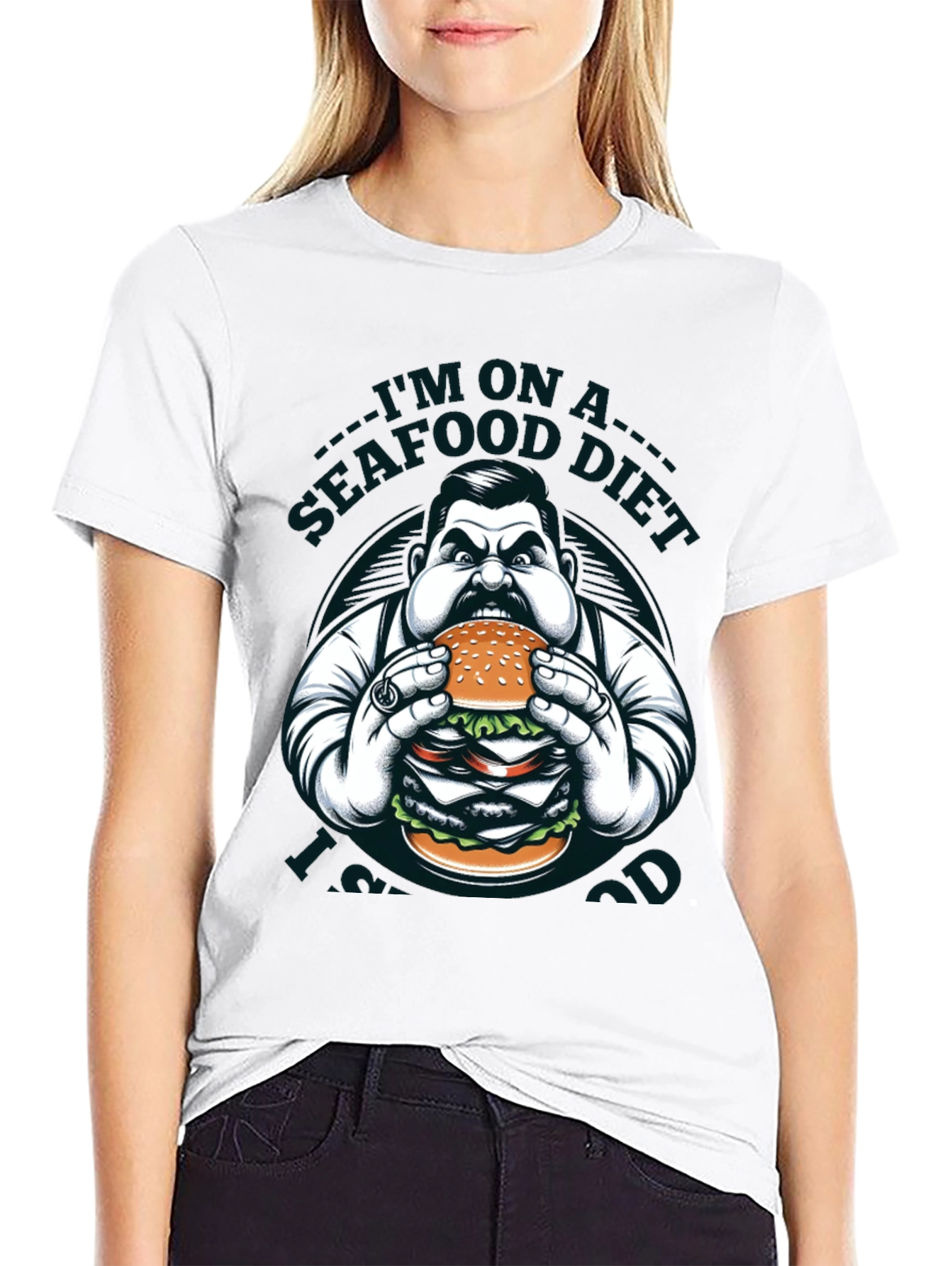 Seafood Diet Funny Graphic Tee
