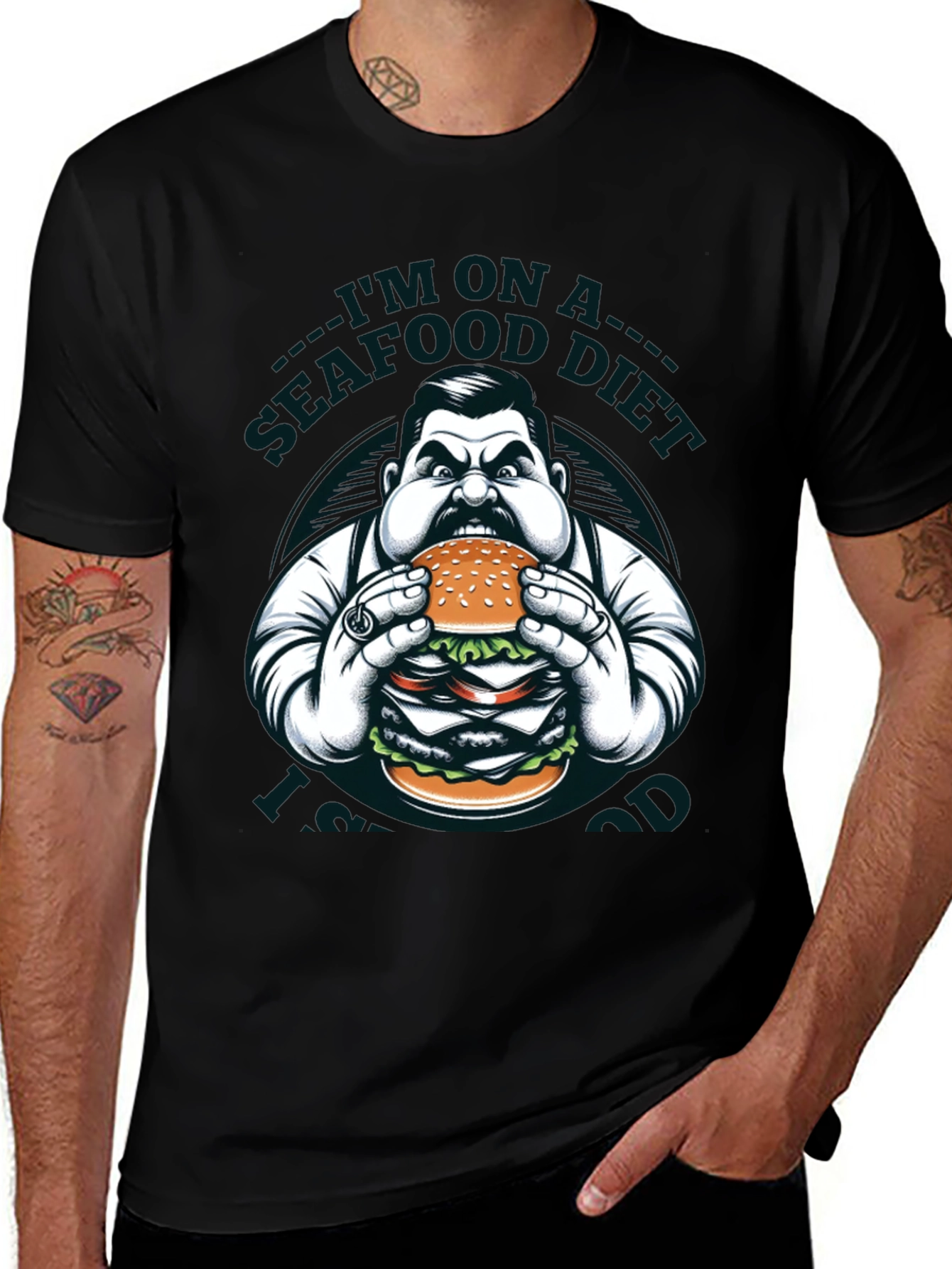 Seafood Diet Funny Graphic Tee