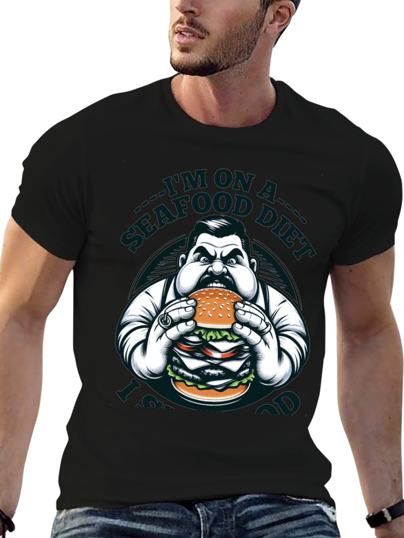 Seafood Diet Funny Graphic Tee