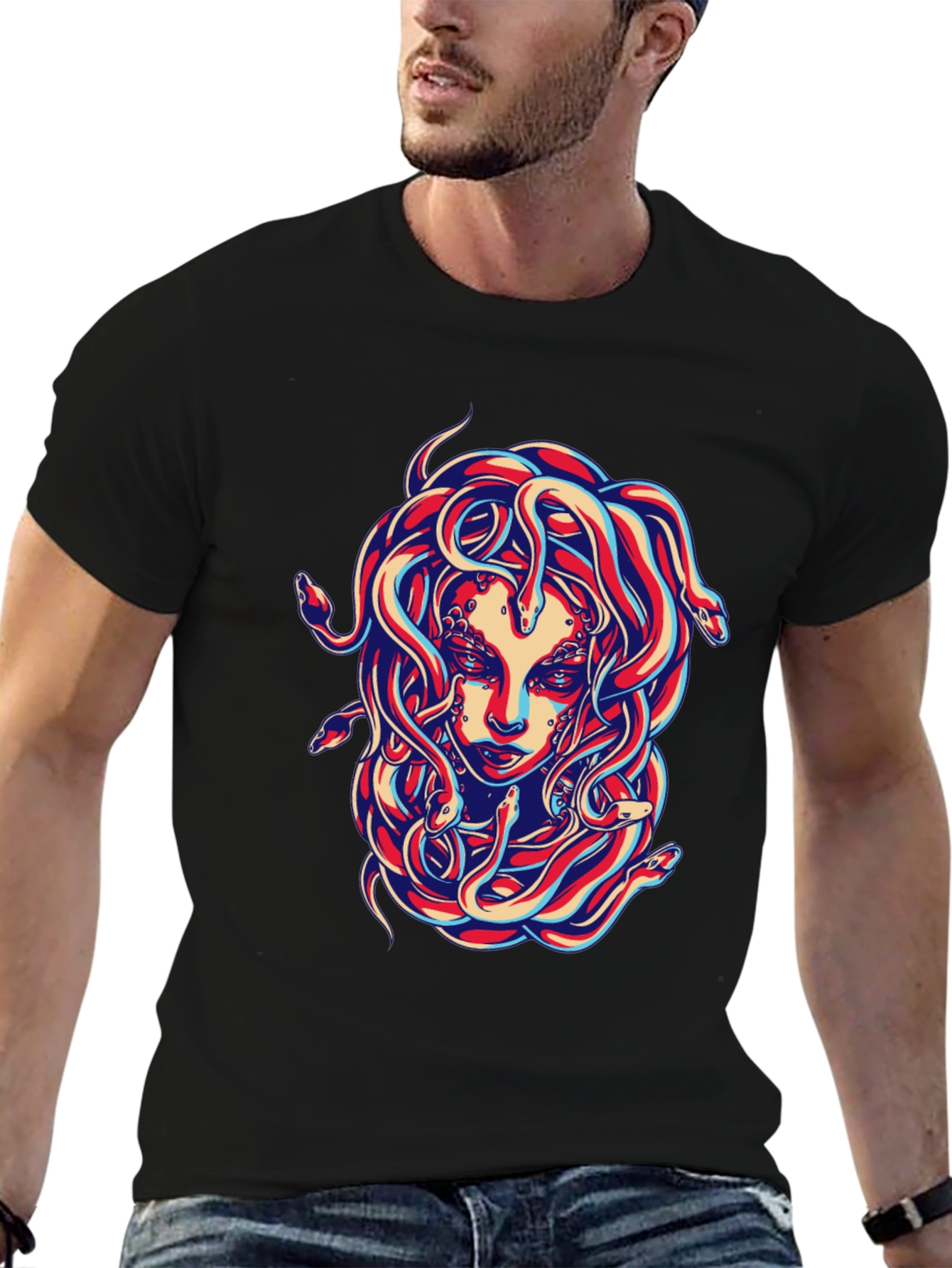 Medusa Graphic Tee - Bold Snake Design!