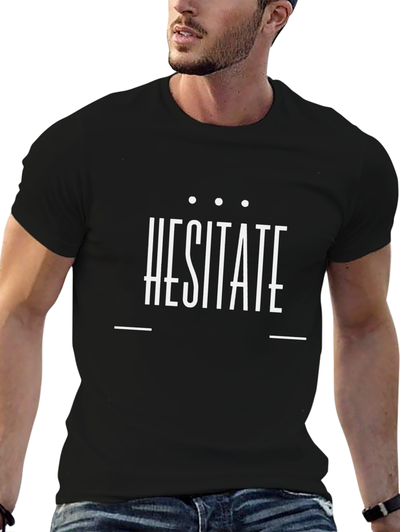 Hesitate Graphic Tee - Modern Black T-Shirt