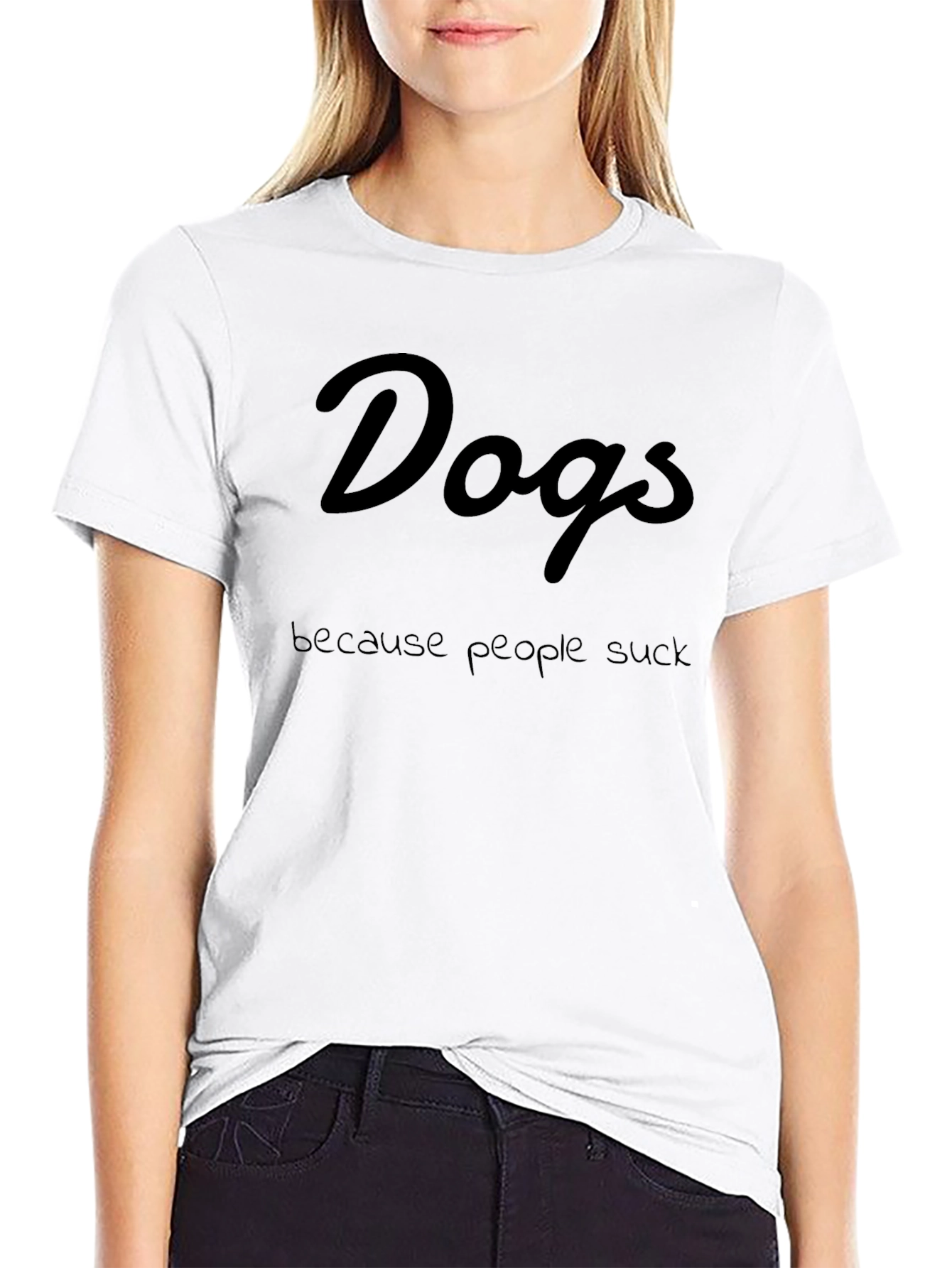 Dogs Because People Suck Black T-Shirt