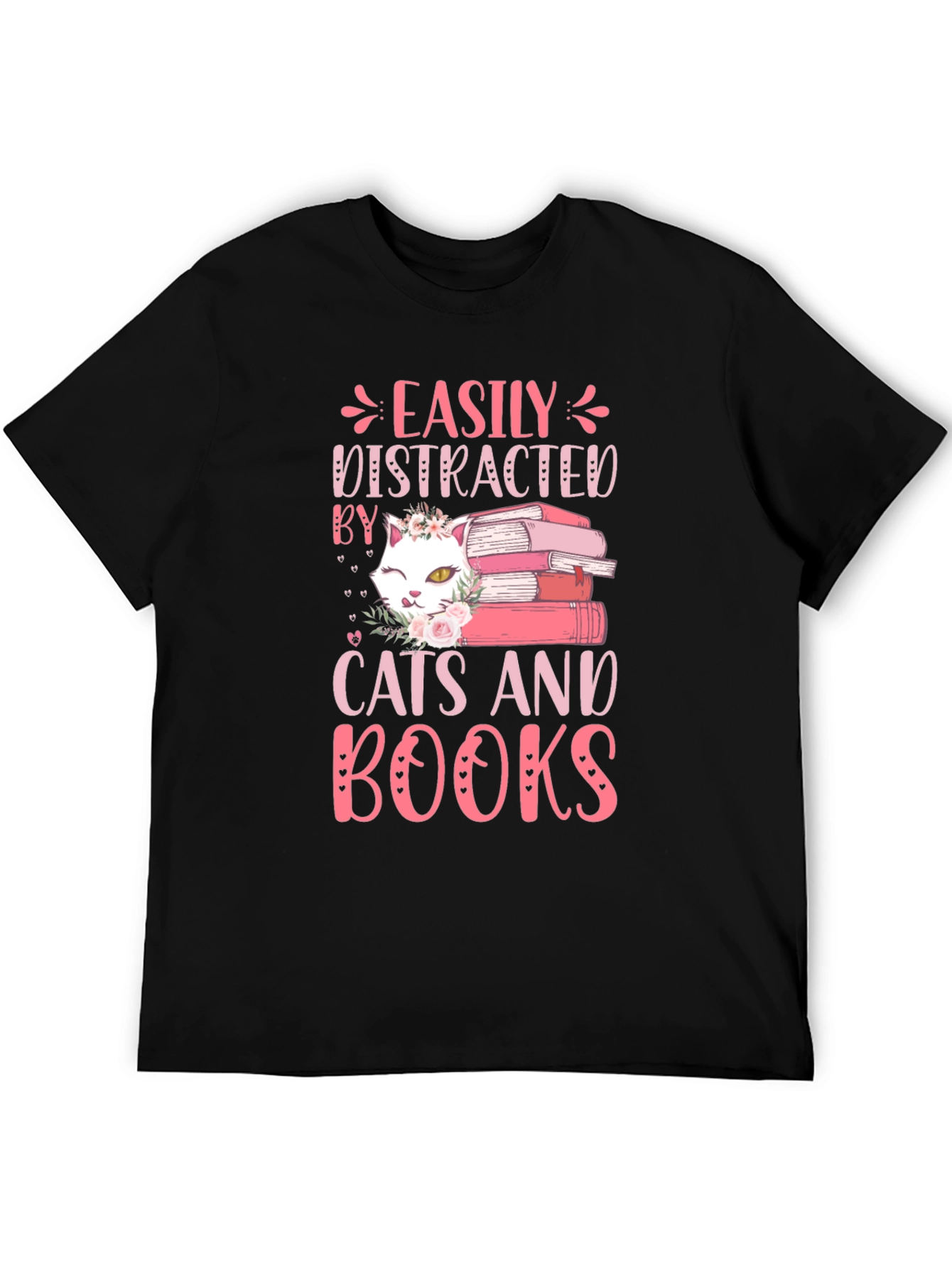 Easily Distracted By Cats and Books Graphic Tee