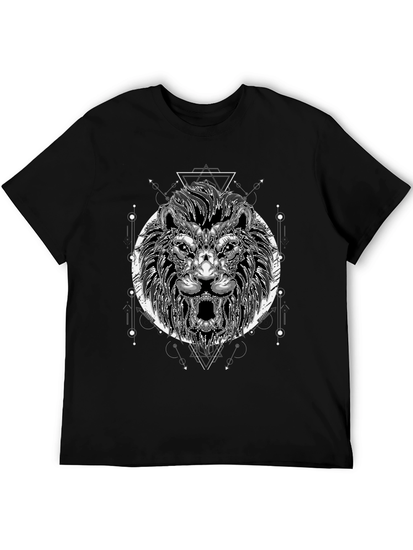 Lion Graphic Print T-Shirt - Black