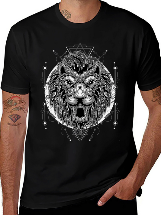 Lion Graphic Print T-Shirt - Black