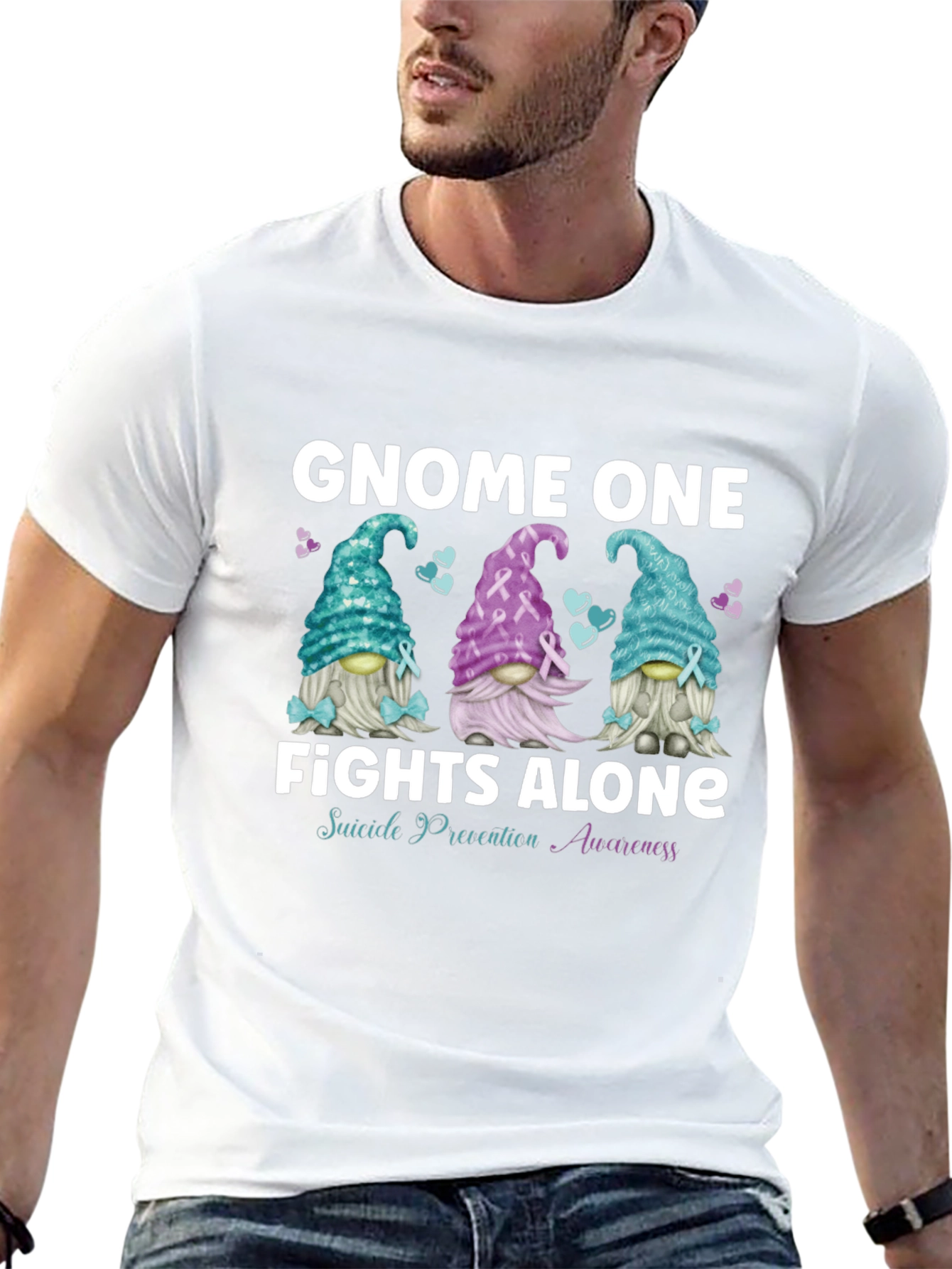 Gnome One Fights Alone Suicide Prevention Awareness T-Shirt