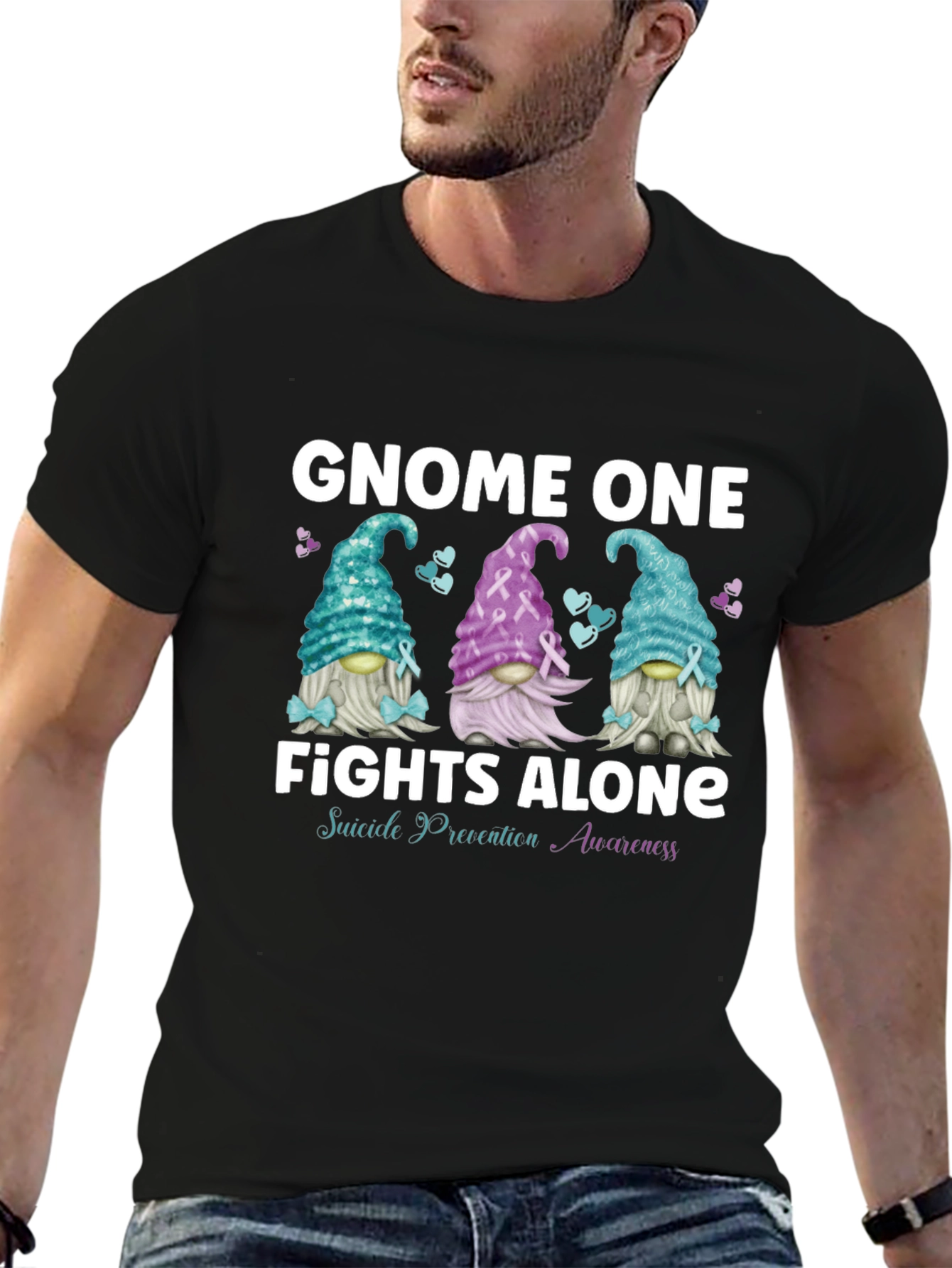 Gnome One Fights Alone Suicide Prevention Awareness T-Shirt