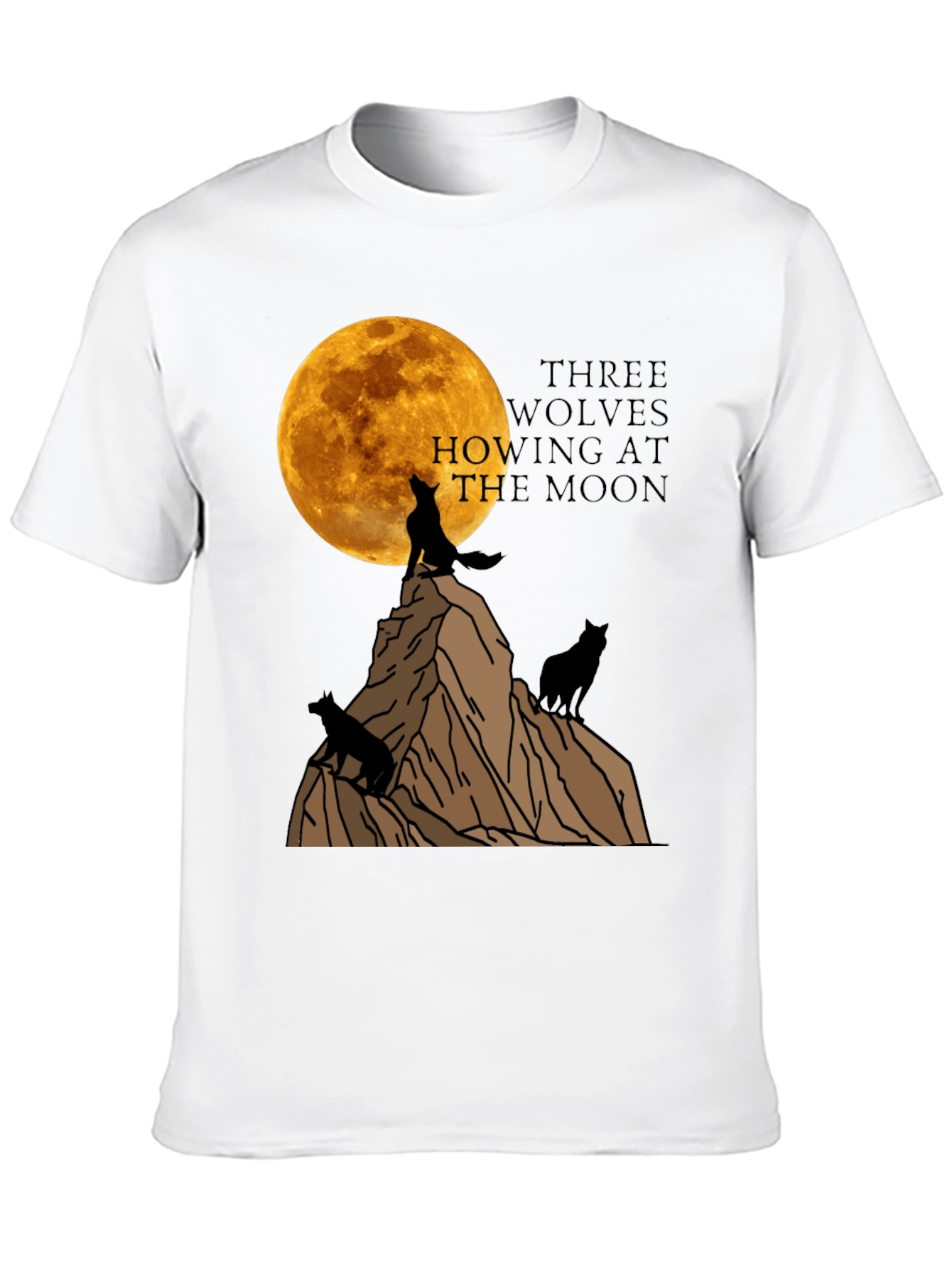 Three Wolves Howling at the Moon Graphic T-Shirt