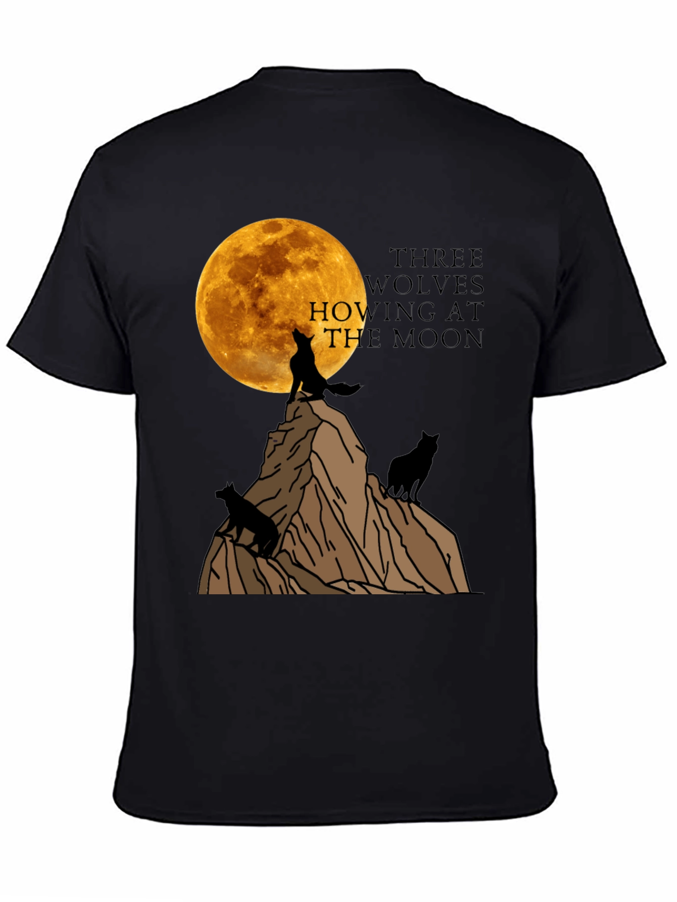 Three Wolves Howling at the Moon Graphic T-Shirt