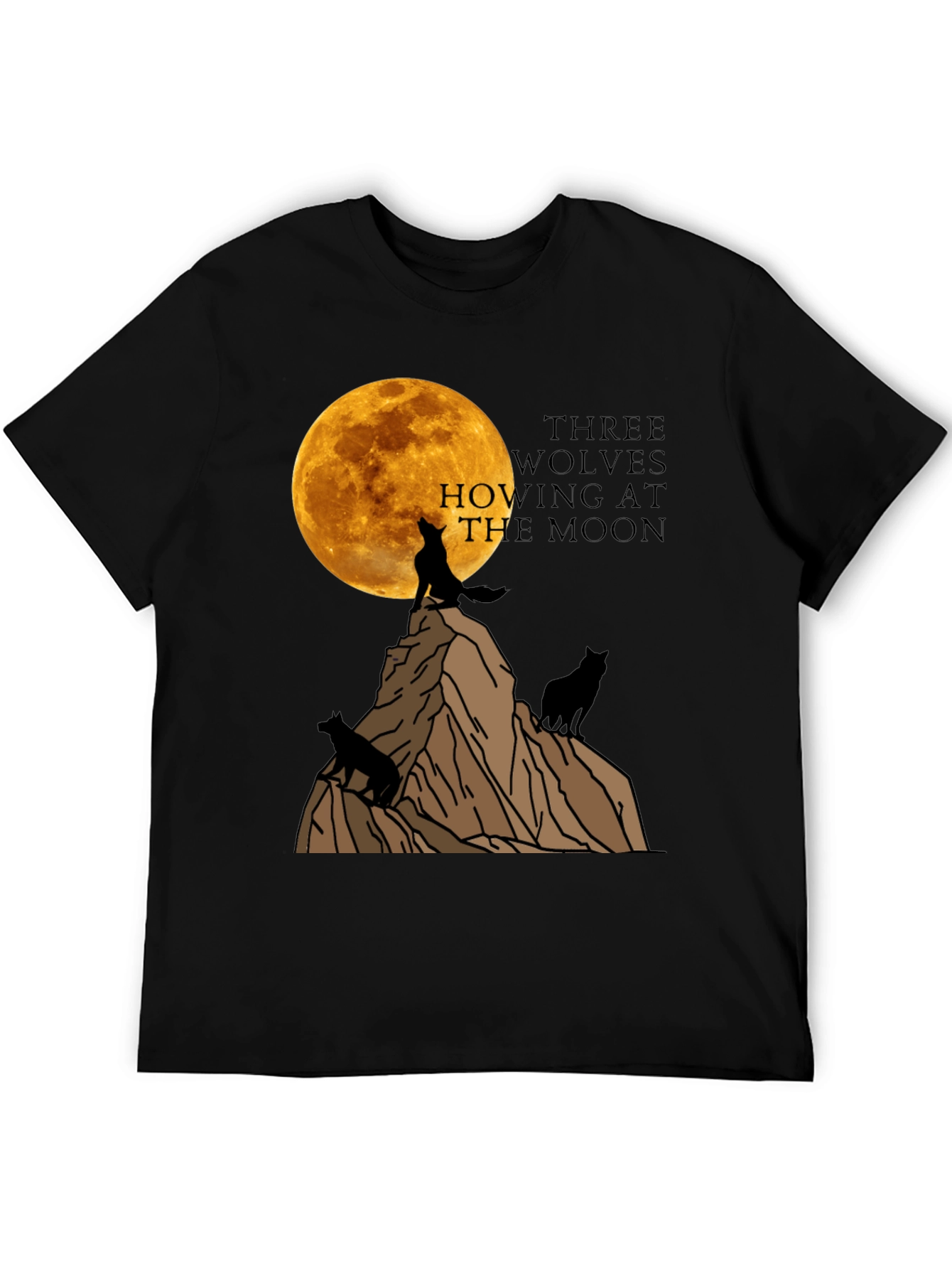 Three Wolves Howling at the Moon Graphic T-Shirt