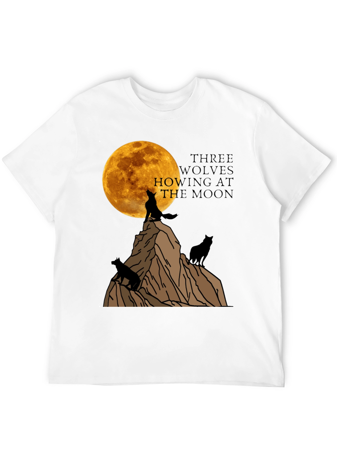 Three Wolves Howling at the Moon Graphic T-Shirt