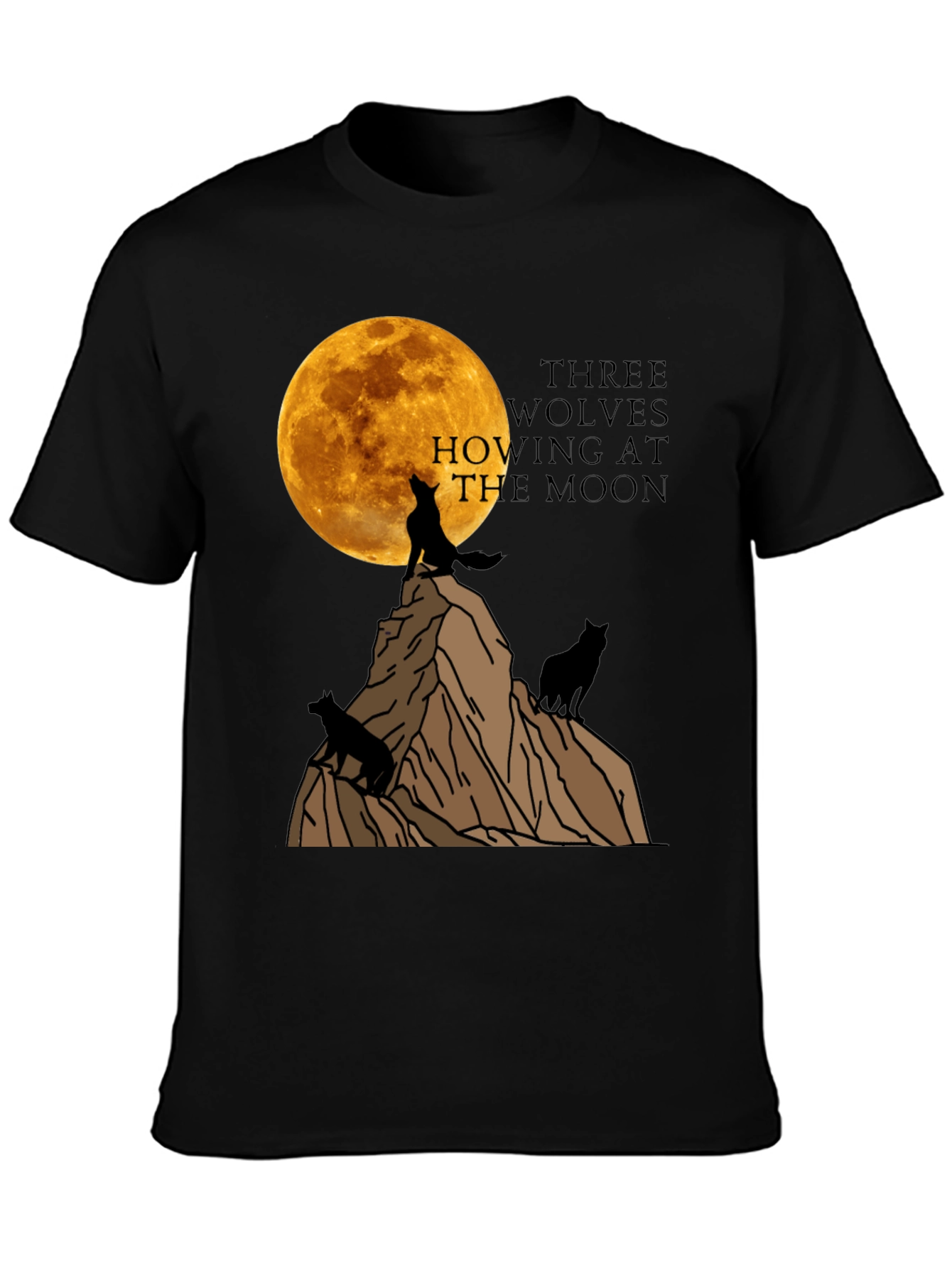 Three Wolves Howling at the Moon Graphic T-Shirt
