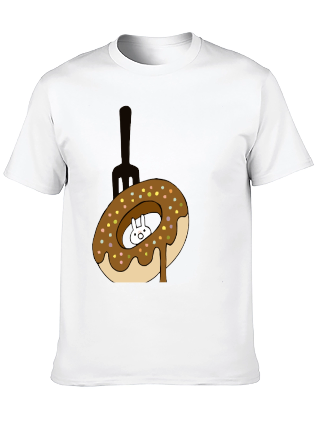 Donut Rabbit Graphic Tee - Funny Cartoon T-Shirt