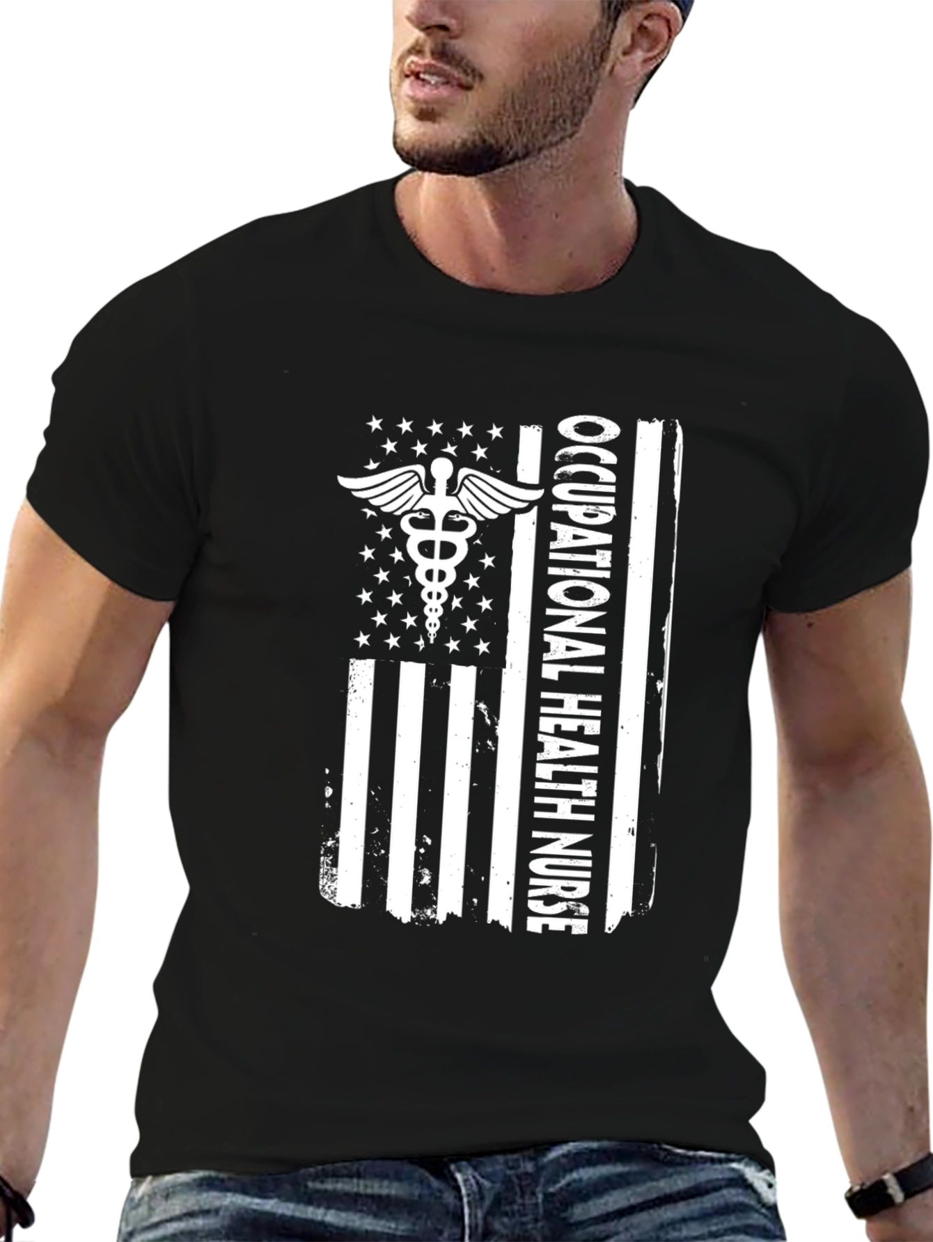 Occupational Health Nurse American Flag Graphic Tee