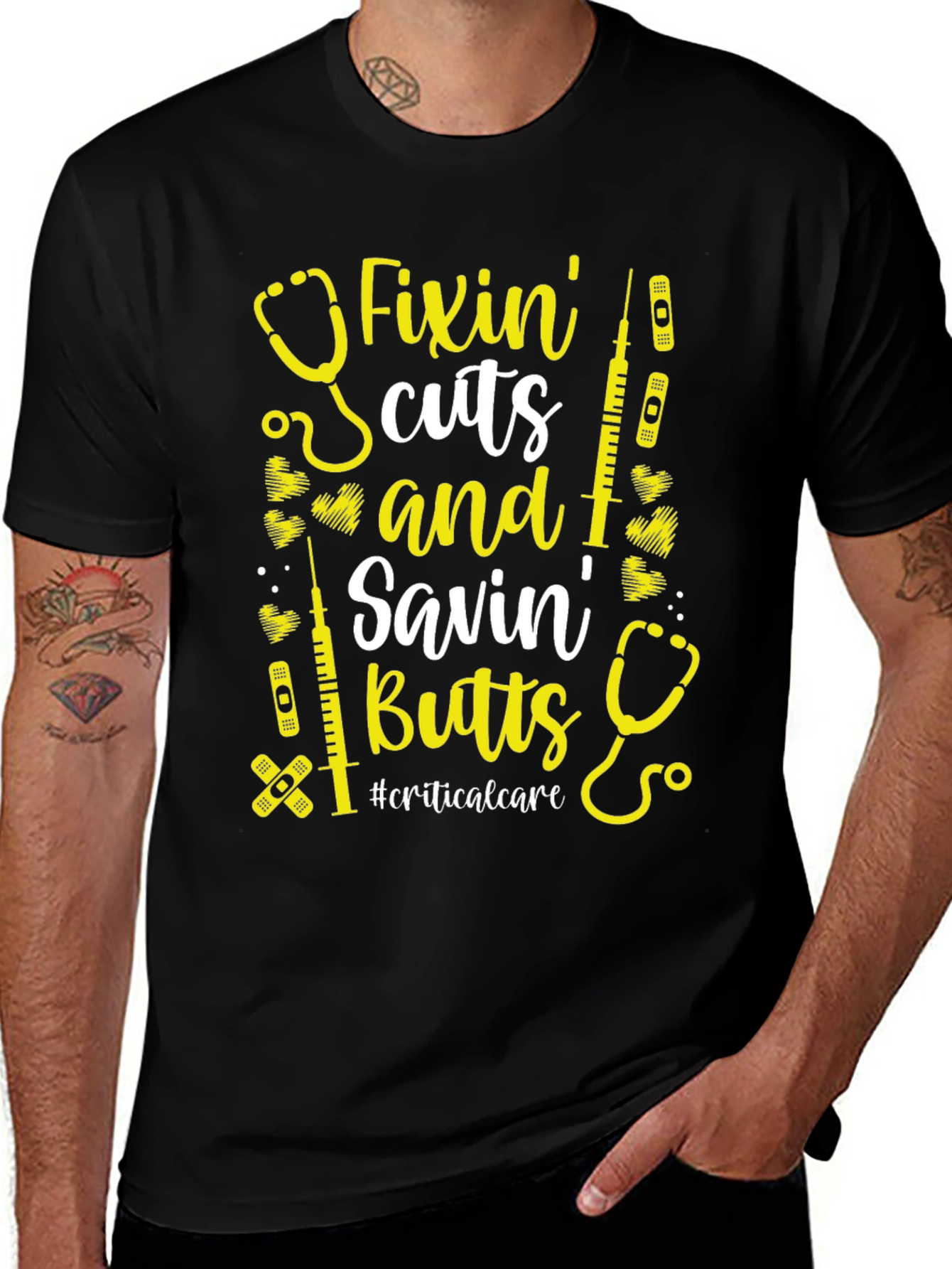 Fixin Cuts Savin Butts T-Shirt - Critical Care Nurse