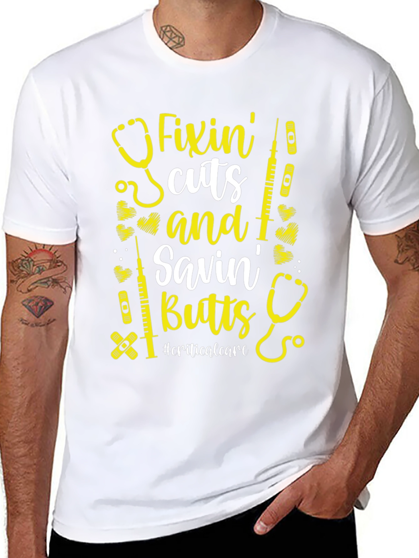 Fixin Cuts Savin Butts T-Shirt - Critical Care Nurse
