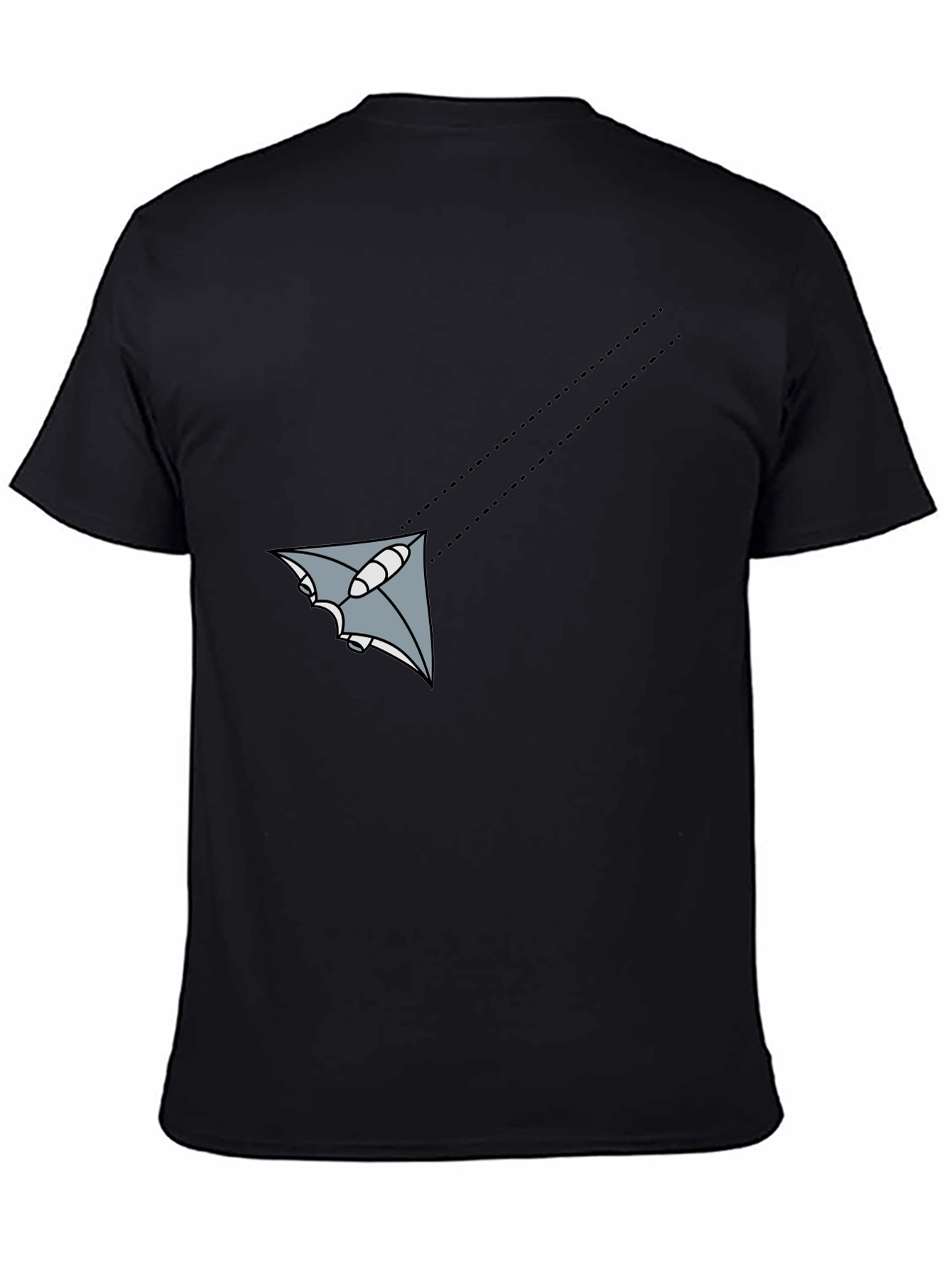 Mens Black Graphic Tee - Flying Object Design