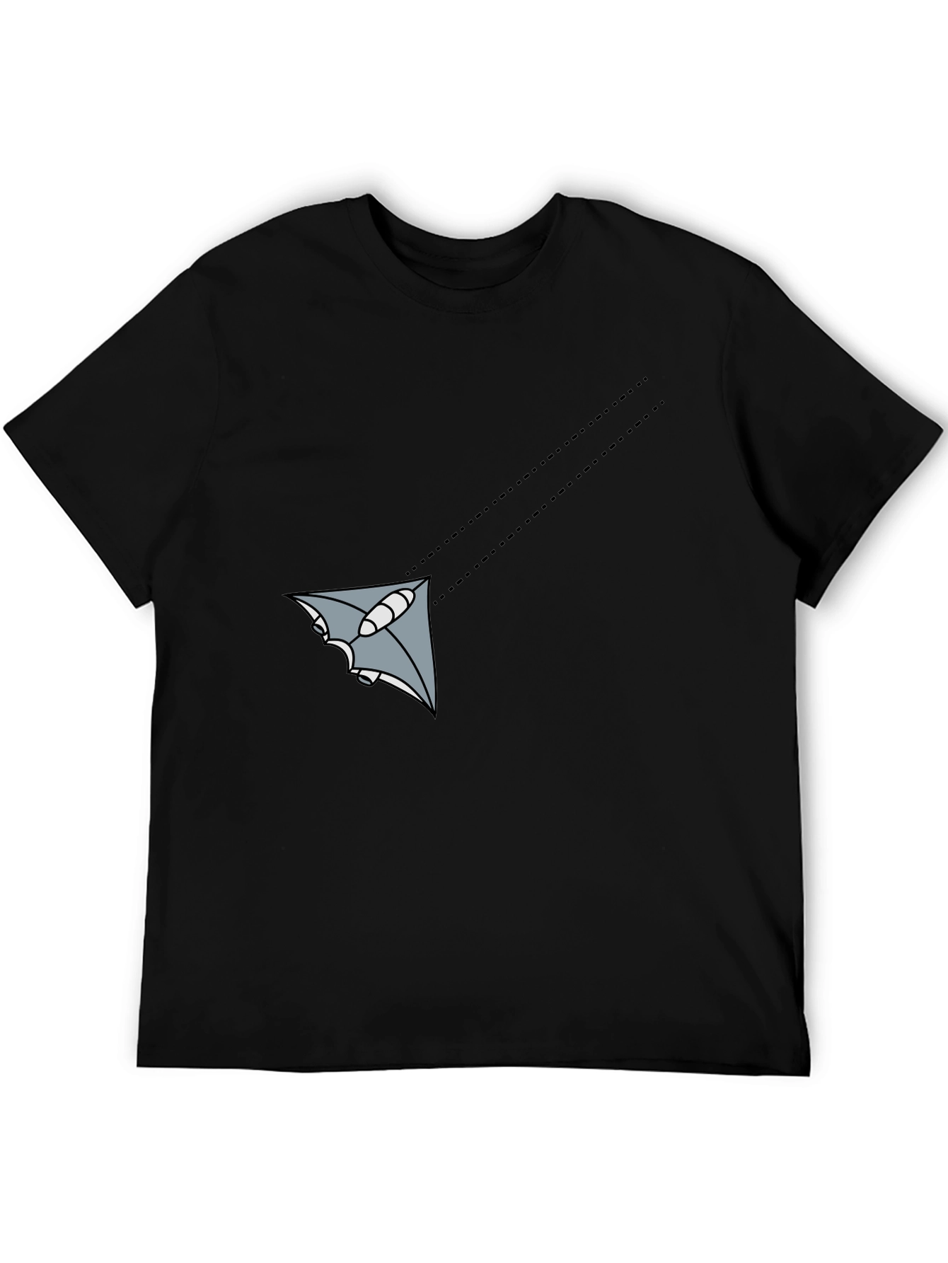 Mens Black Graphic Tee - Flying Object Design