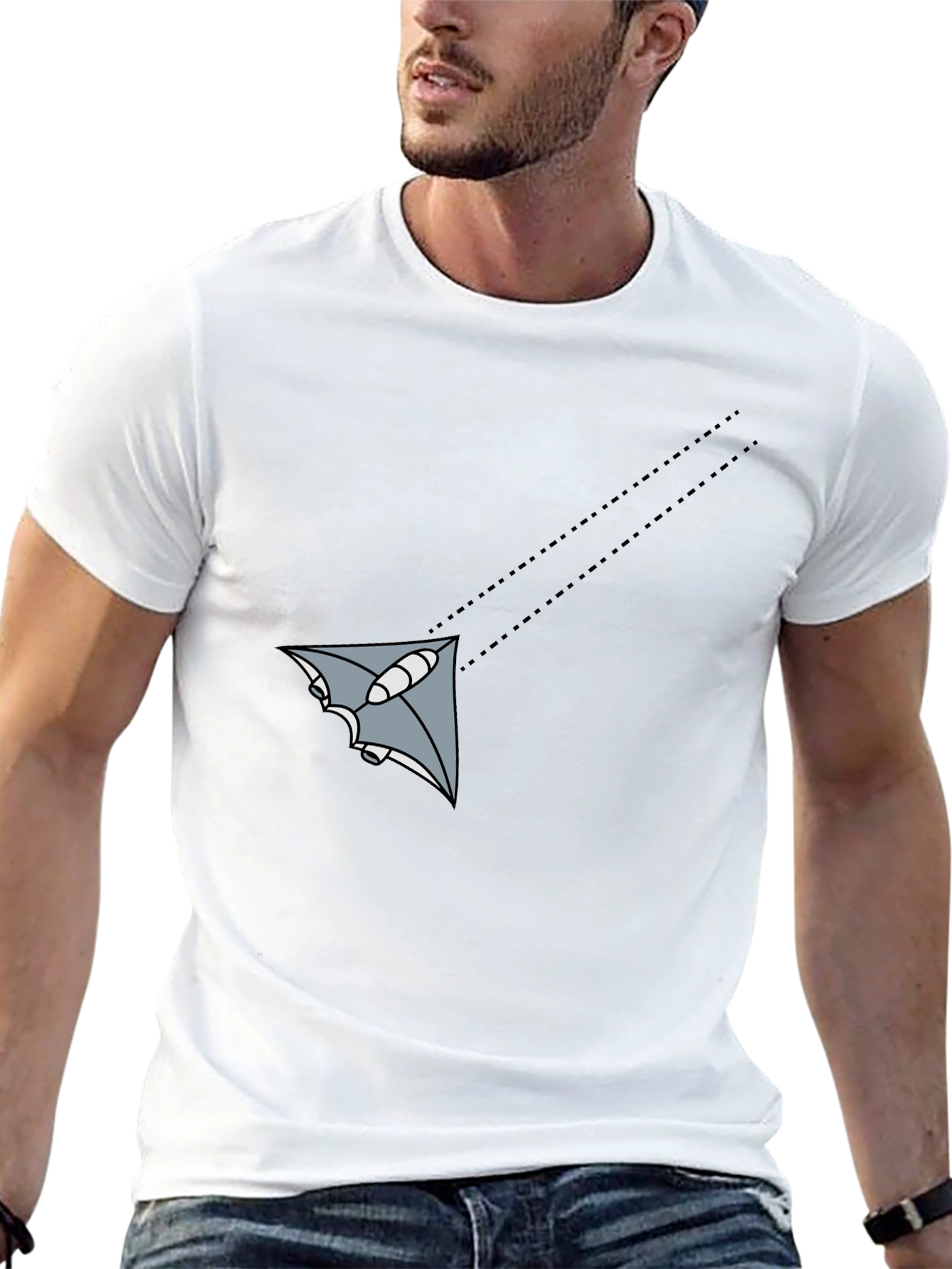 Mens Black Graphic Tee - Flying Object Design